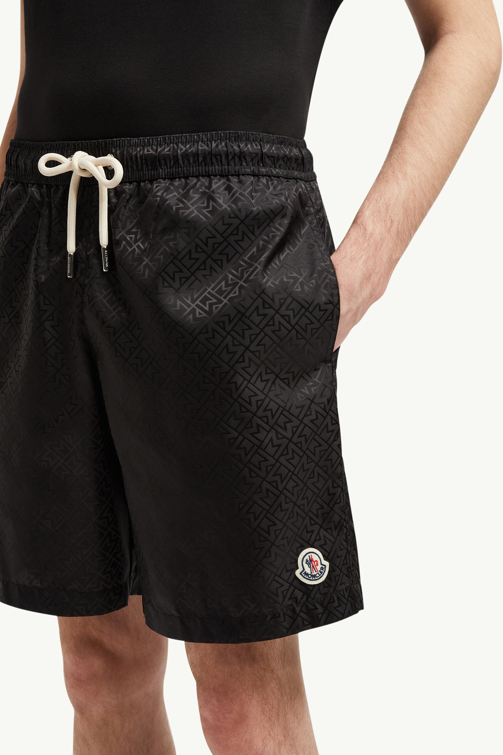 Monogram Jacquard Swim Shorts Men Black Moncler 1