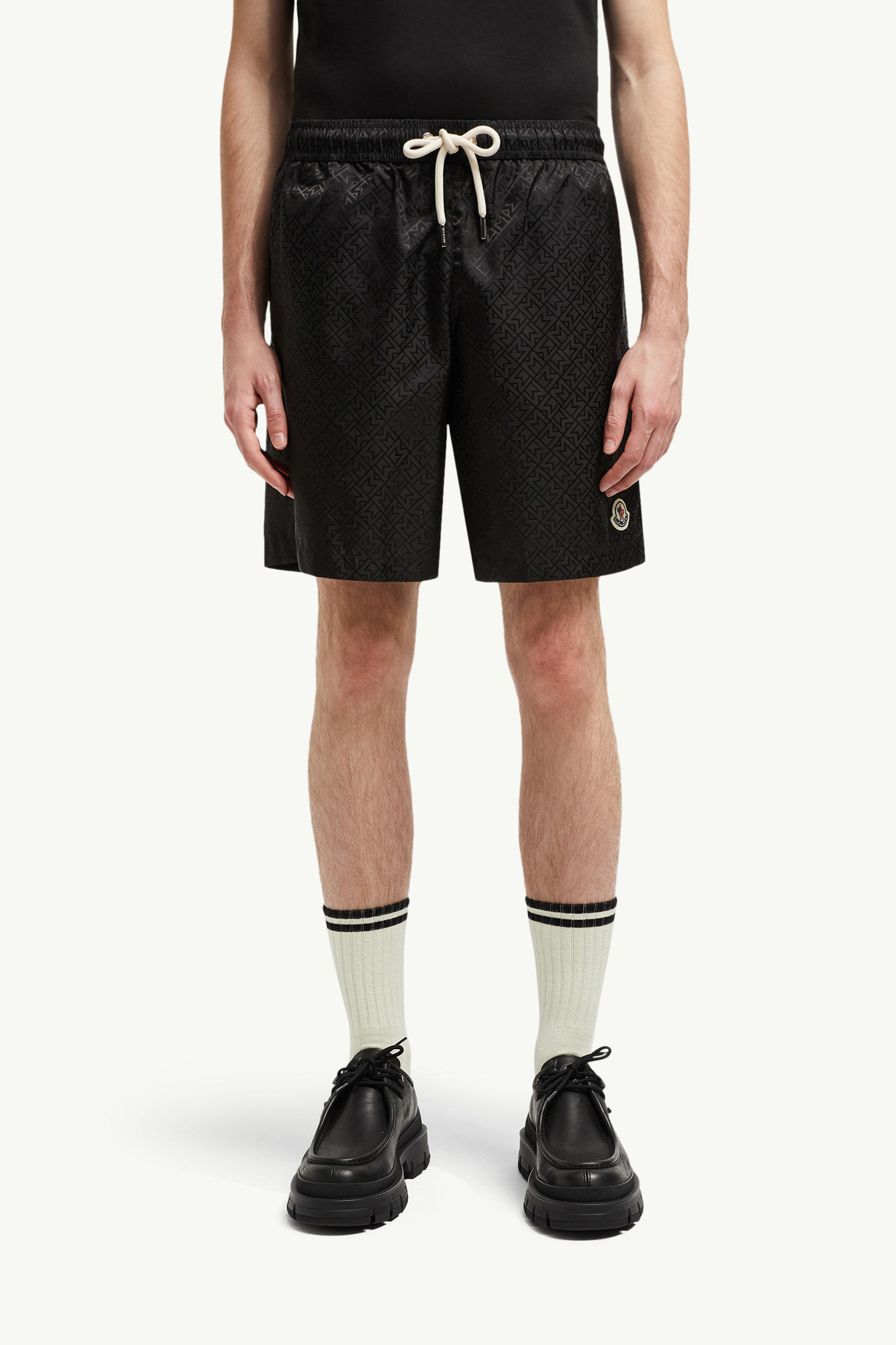 Monogram Jacquard Swim Shorts Men Black Moncler 3