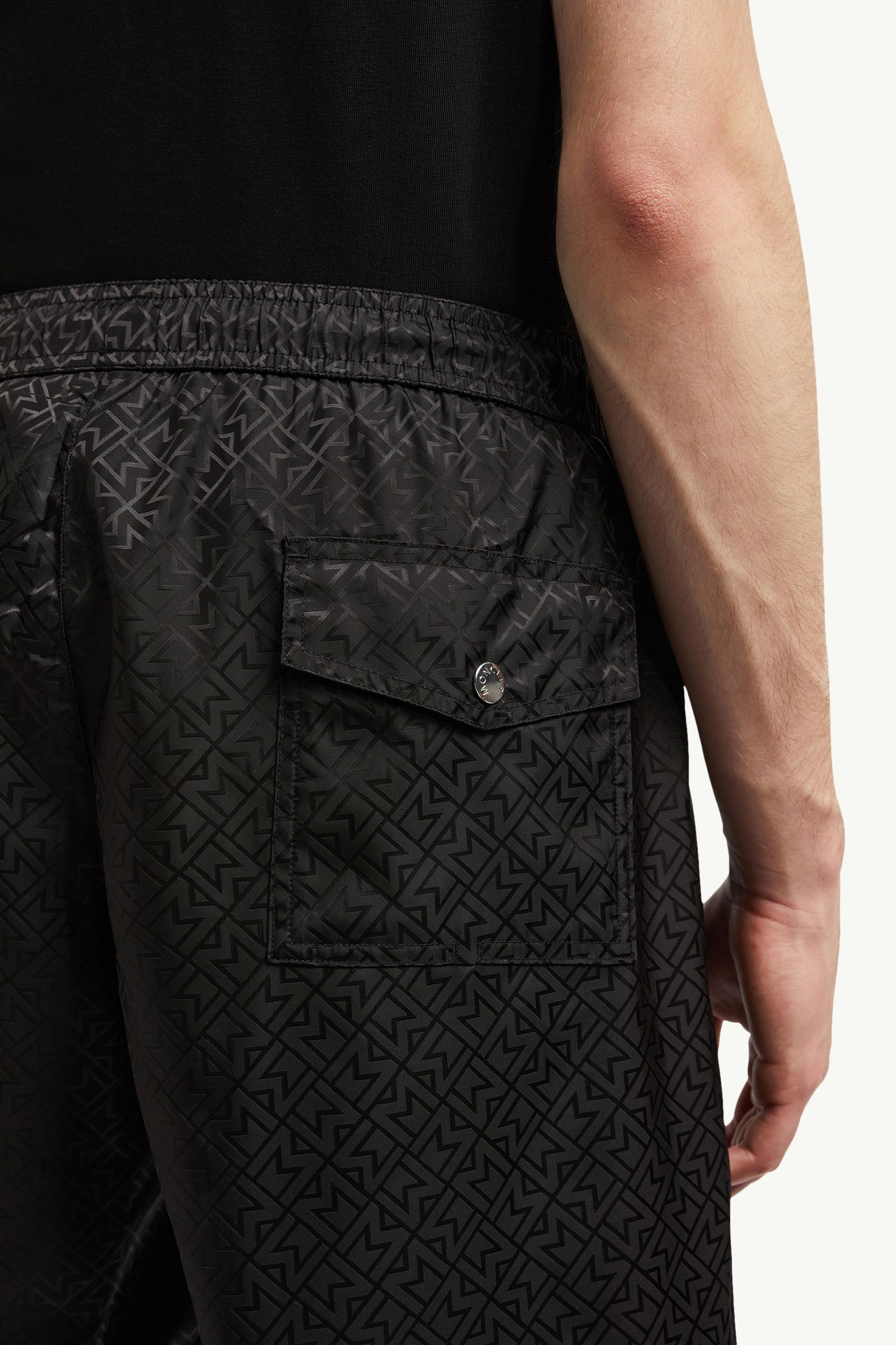 Moncler / 2024SS 最新✨激レアTWEED SHORTS Black Monogram Jacquard Swim Shorts - Swimwear for Men