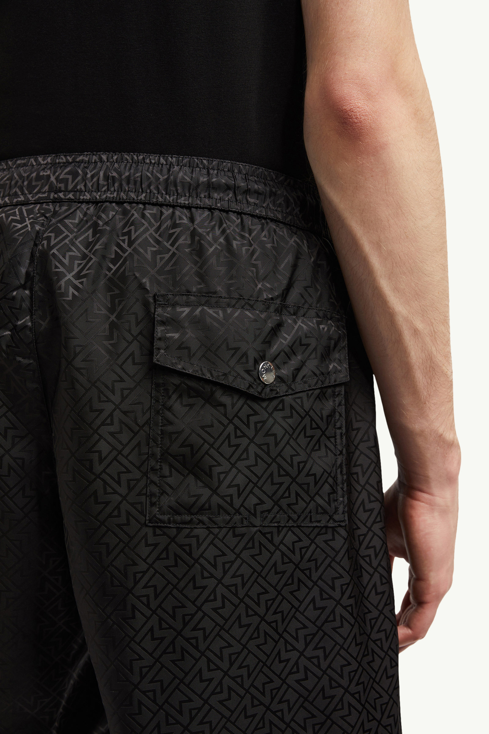 Monogram Jacquard Swim Shorts Men Black Moncler 5