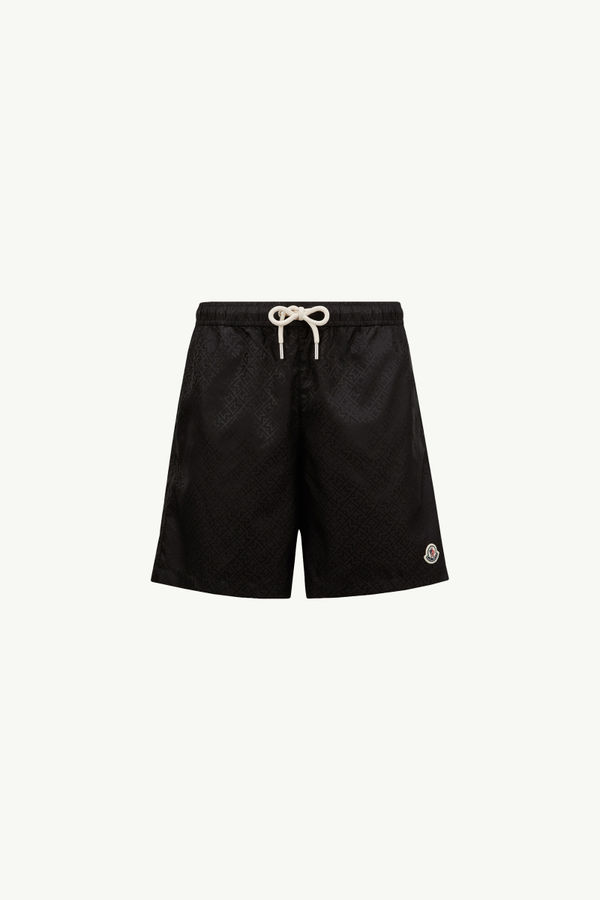 Monogram Jacquard Swim Shorts Men Black Moncler 2