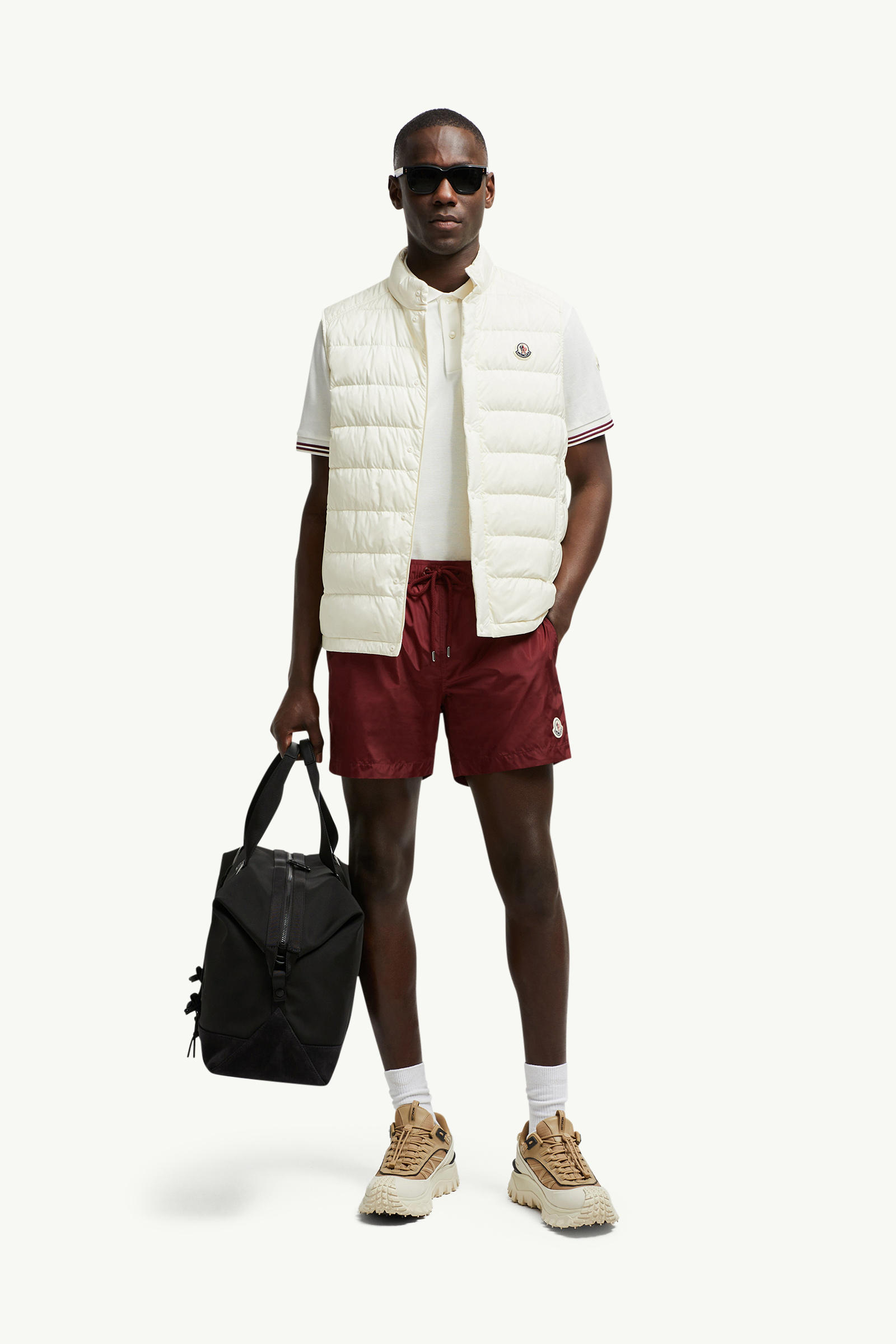 Logo Patch Swim Shorts Men Red Moncler 0