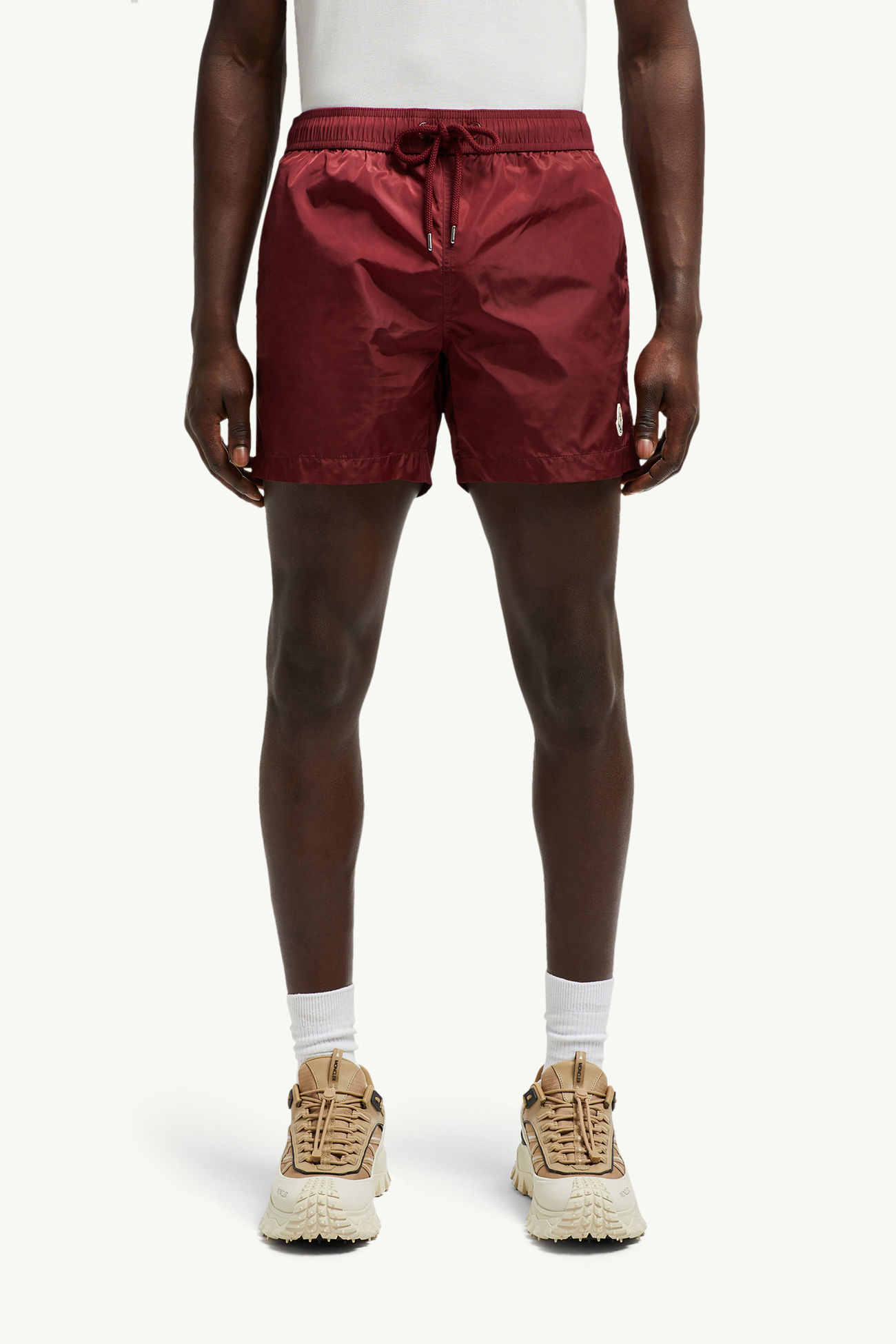 標誌貼片游泳短褲 男士 紅色 Moncler 3