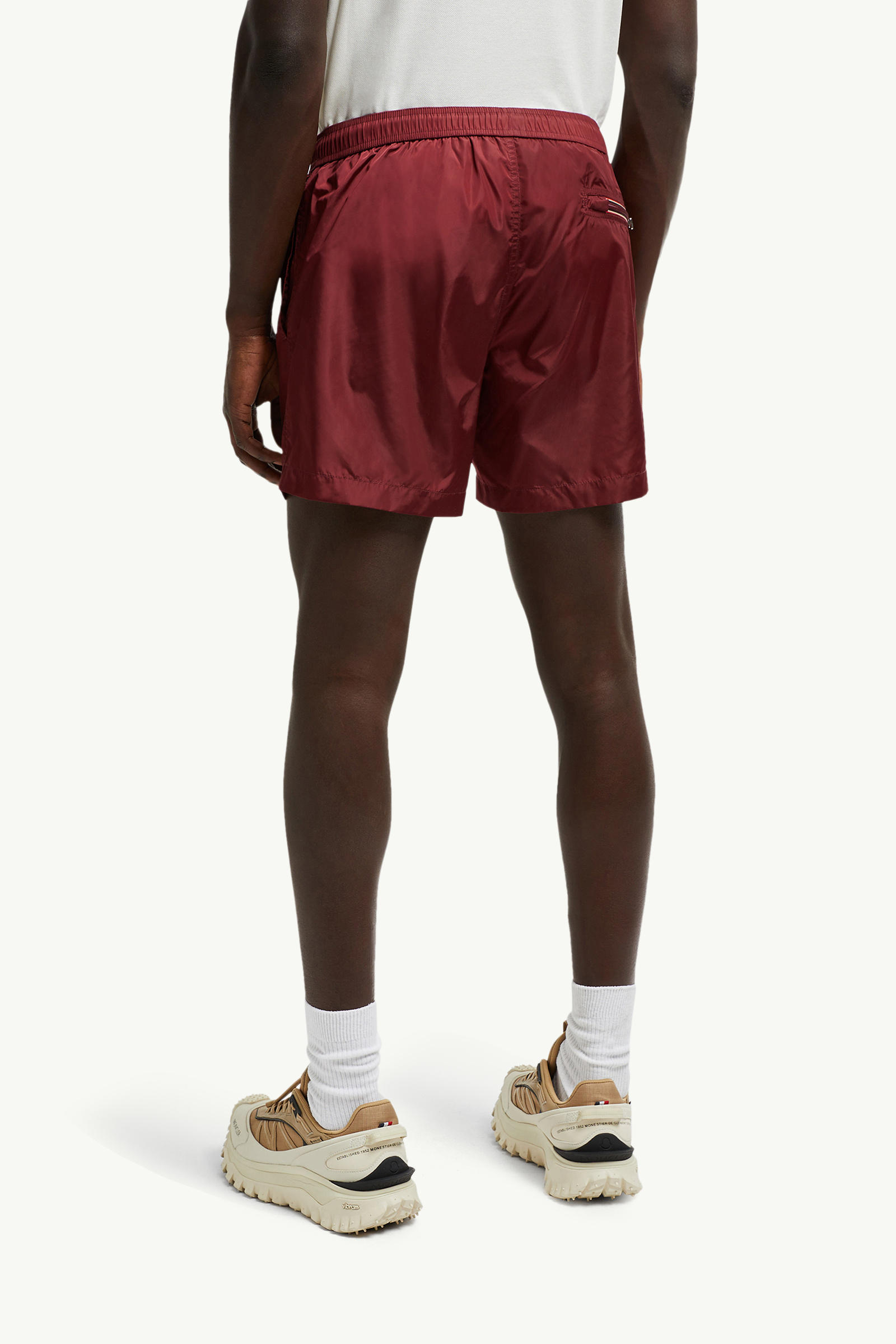 Logo Patch Swim Shorts Men Red Moncler 4