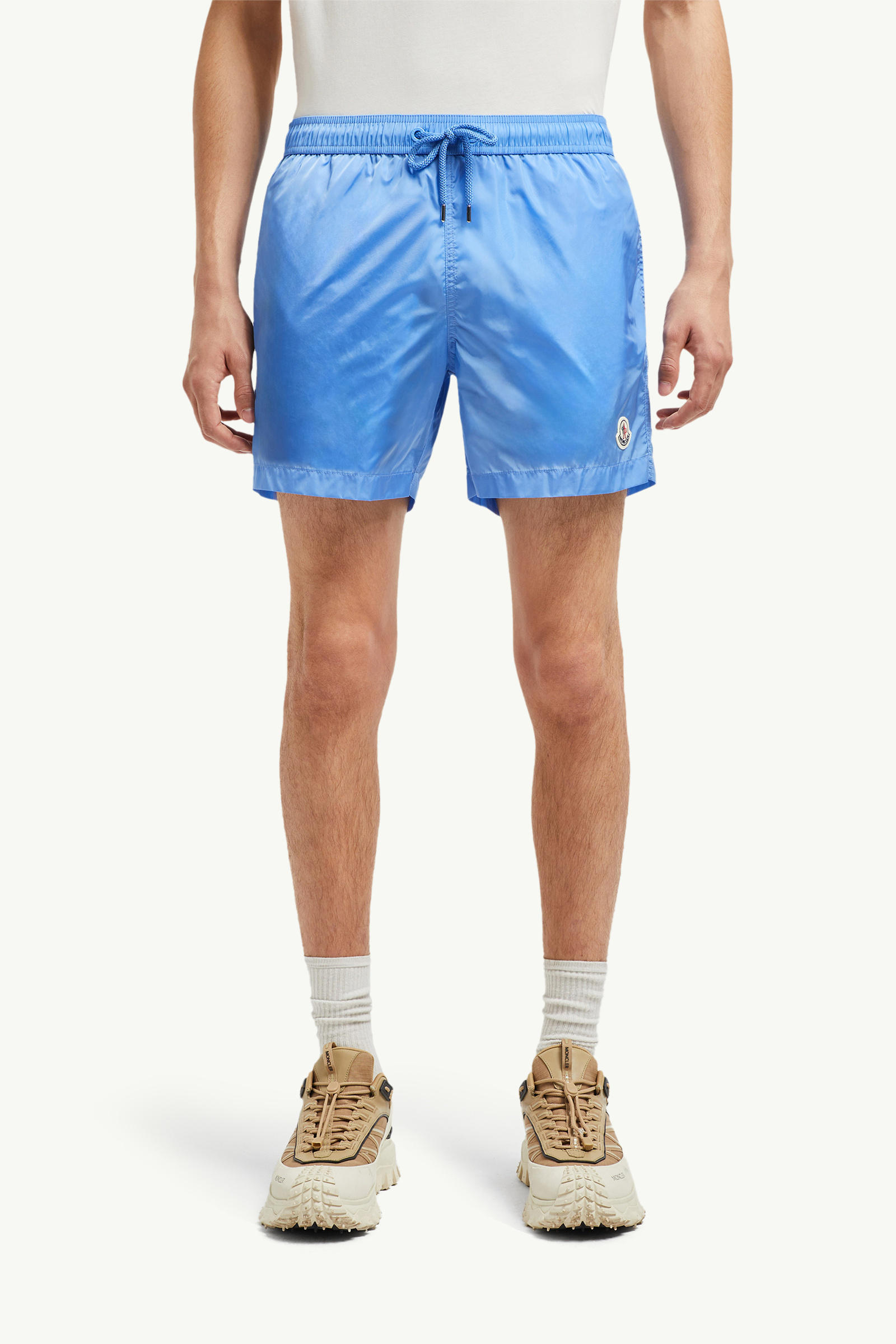 Logo Patch Swim Shorts Men Light Blue Moncler 3