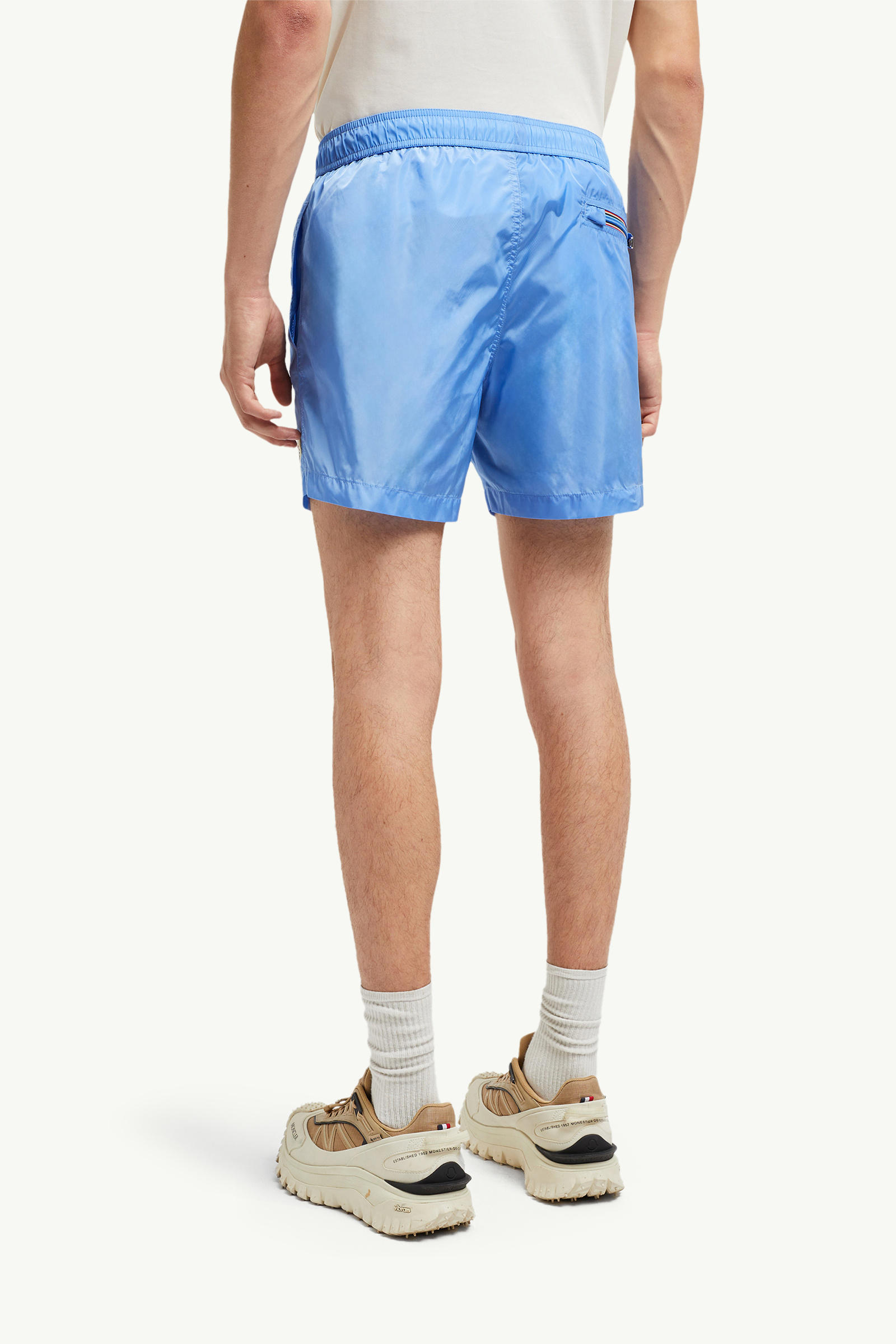 Logo Patch Swim Shorts Men Light Blue Moncler 4