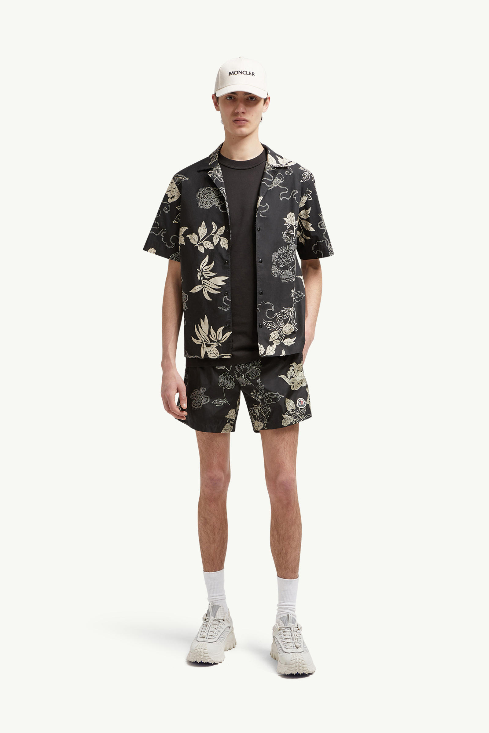 Floral Print Swim Shorts Men Black Moncler 0