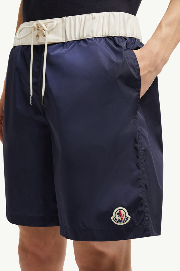 Logo Patch Swim Shorts Men Navy Blue Moncler 1