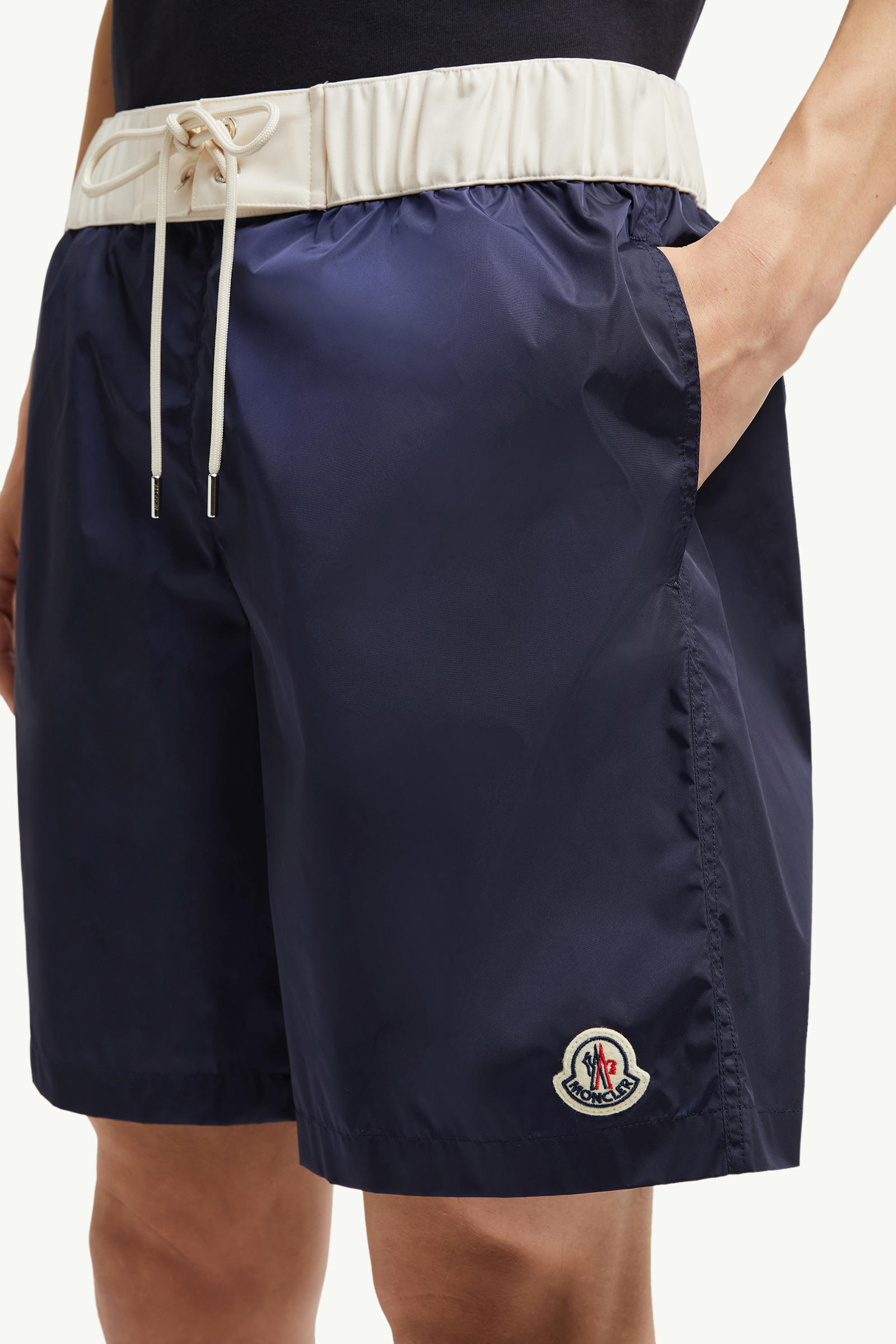 Logo Patch Swim Shorts Men Navy Blue Moncler 1