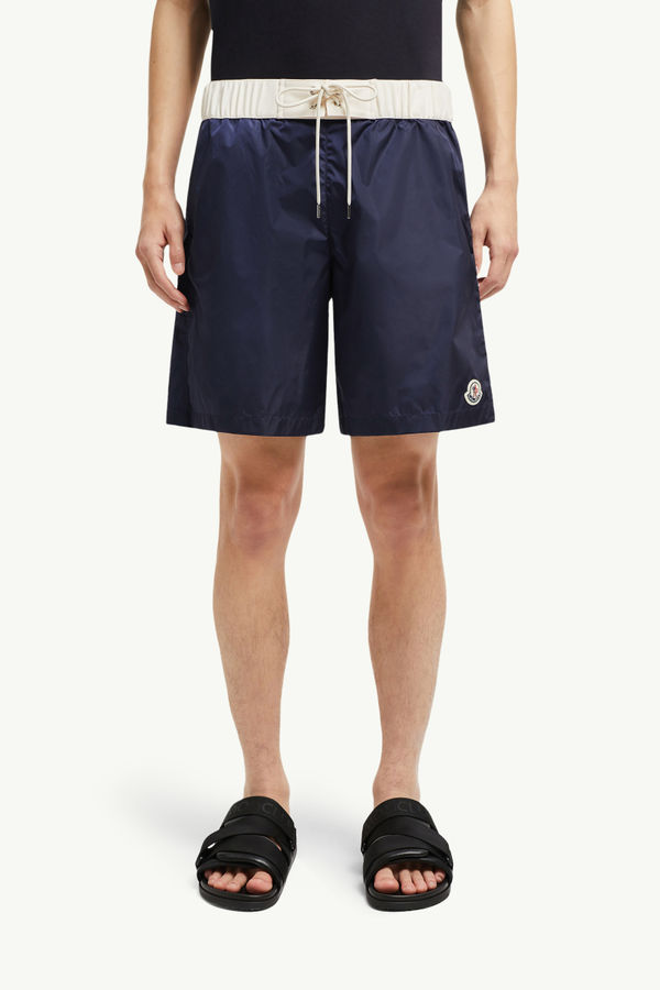 Logo Patch Swim Shorts Men Navy Blue Moncler 3