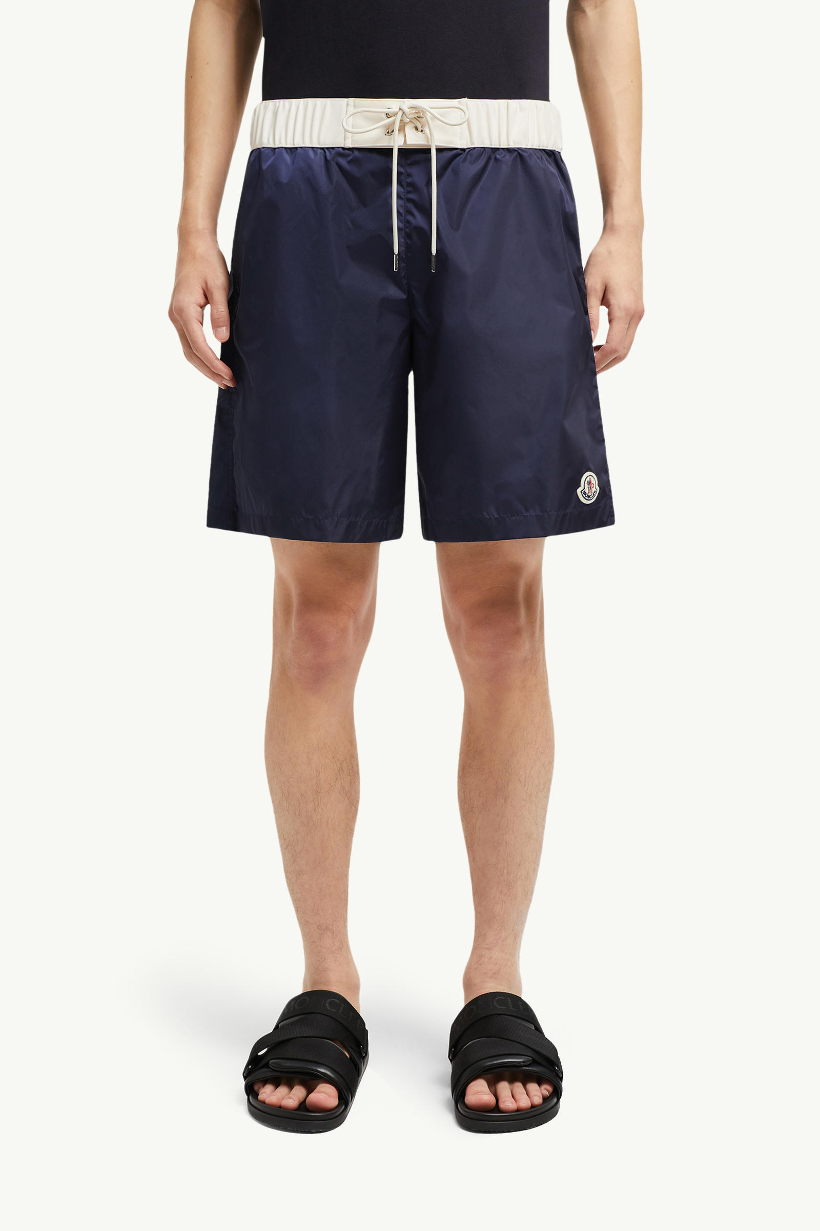 Logo Patch Swim Shorts Men Navy Blue Moncler 3