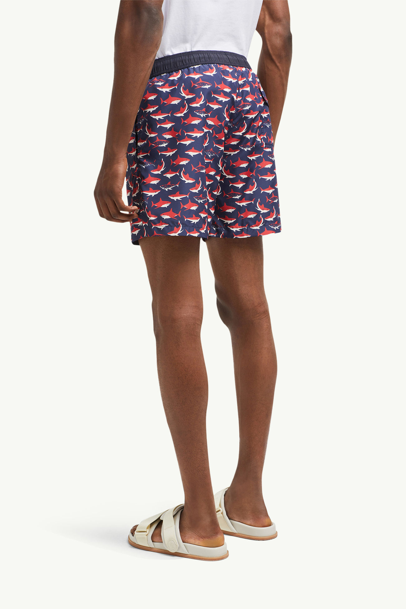 Badeshorts mit Hai-Print Herren Weiß & Blau & Rot Moncler 4