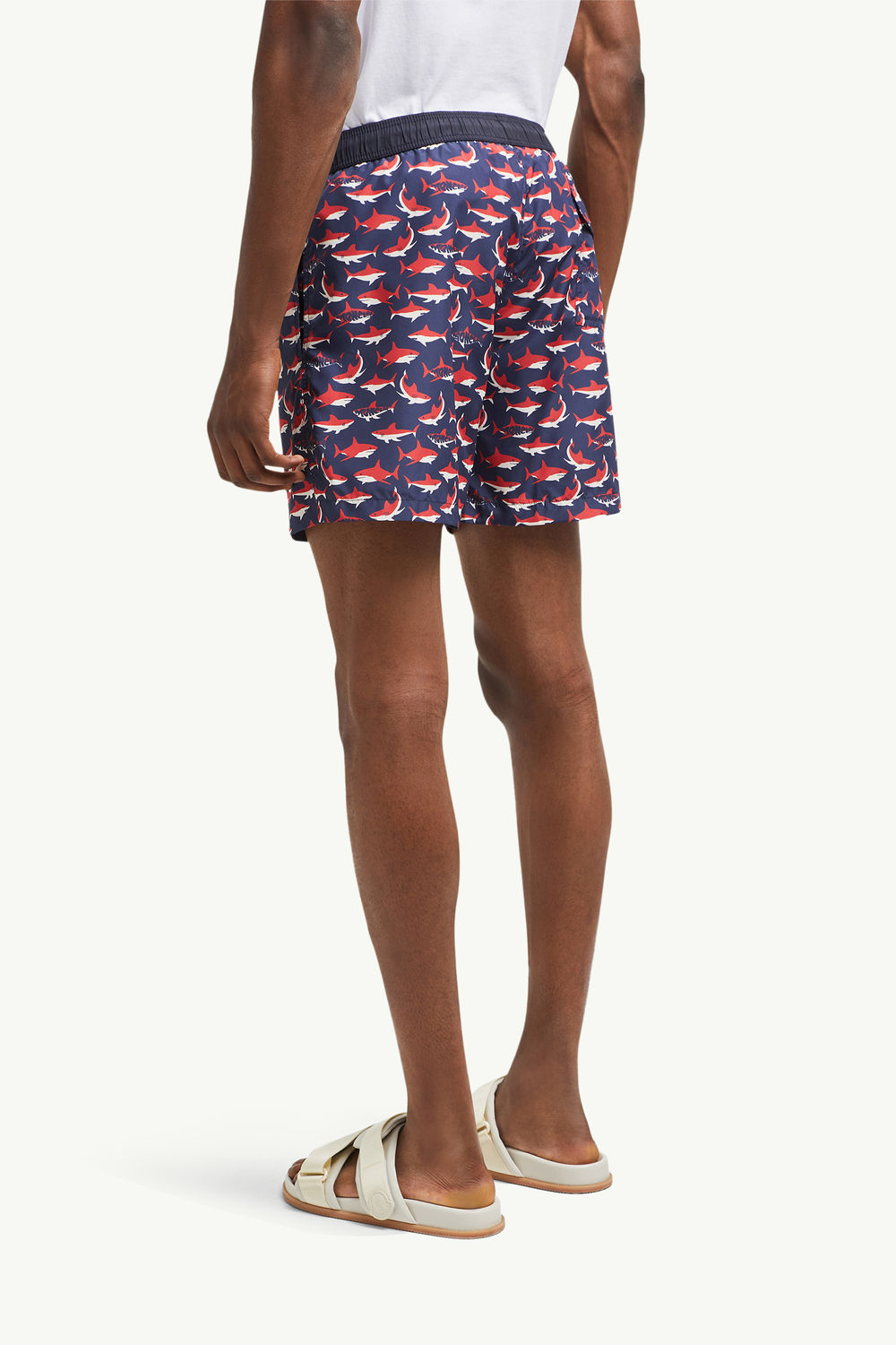 Shark Print Swim Shorts Men White & Blue & Red Moncler 4