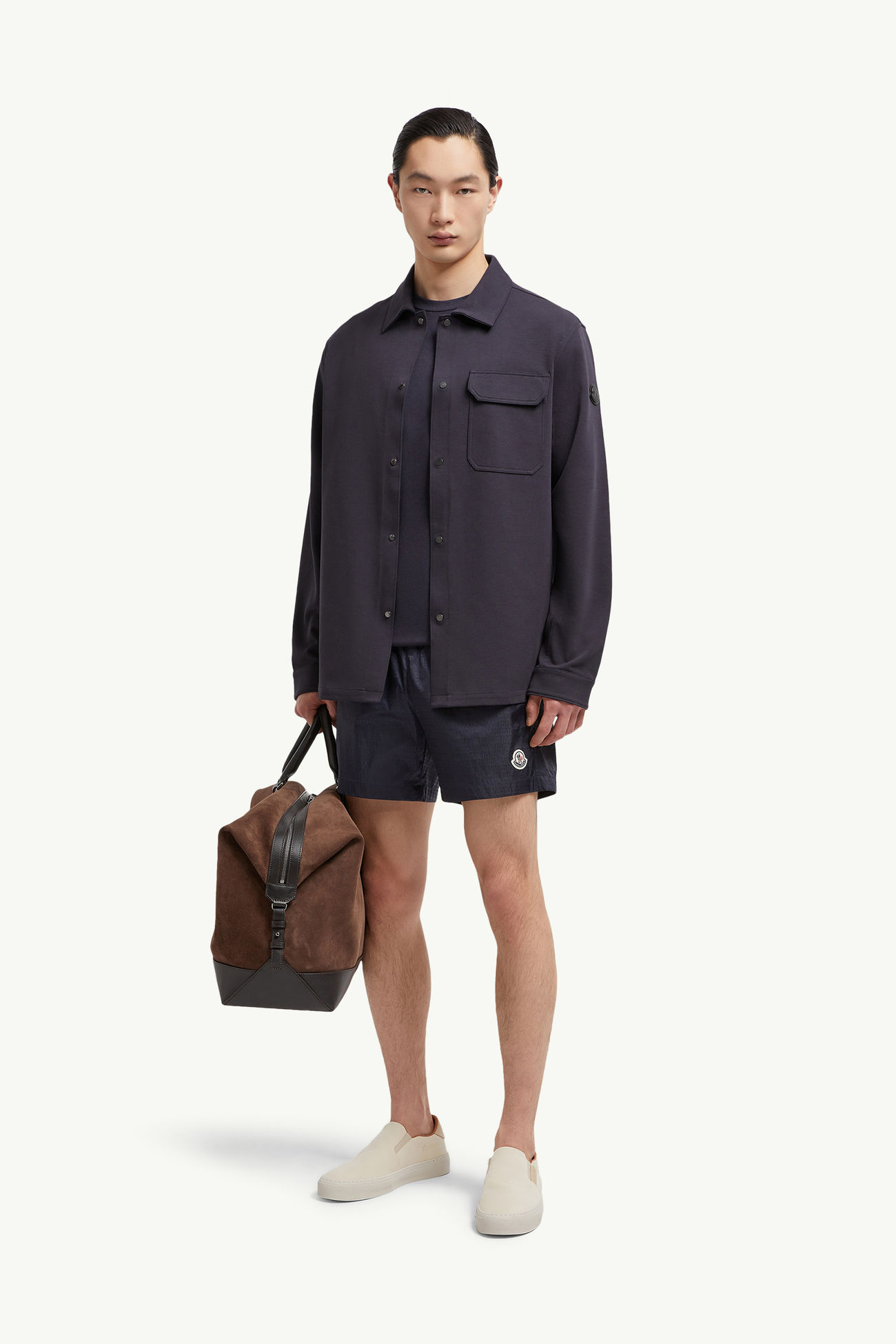 Badeshorts mit Monogramm Jacquard Print Herren Dunkelblau Moncler 0