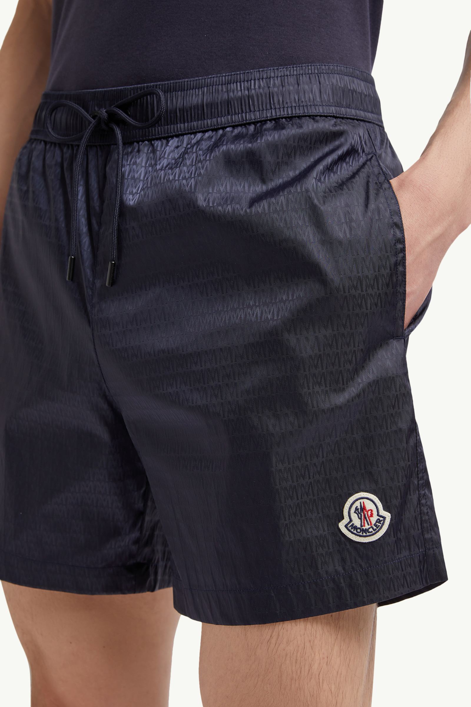 Monogram Jacquard Swim Shorts Men Dark Blue Moncler 1