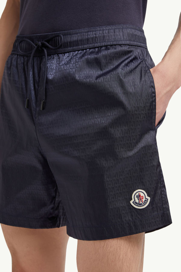 Monogram Jacquard Swim Shorts Men Dark Blue Moncler 1