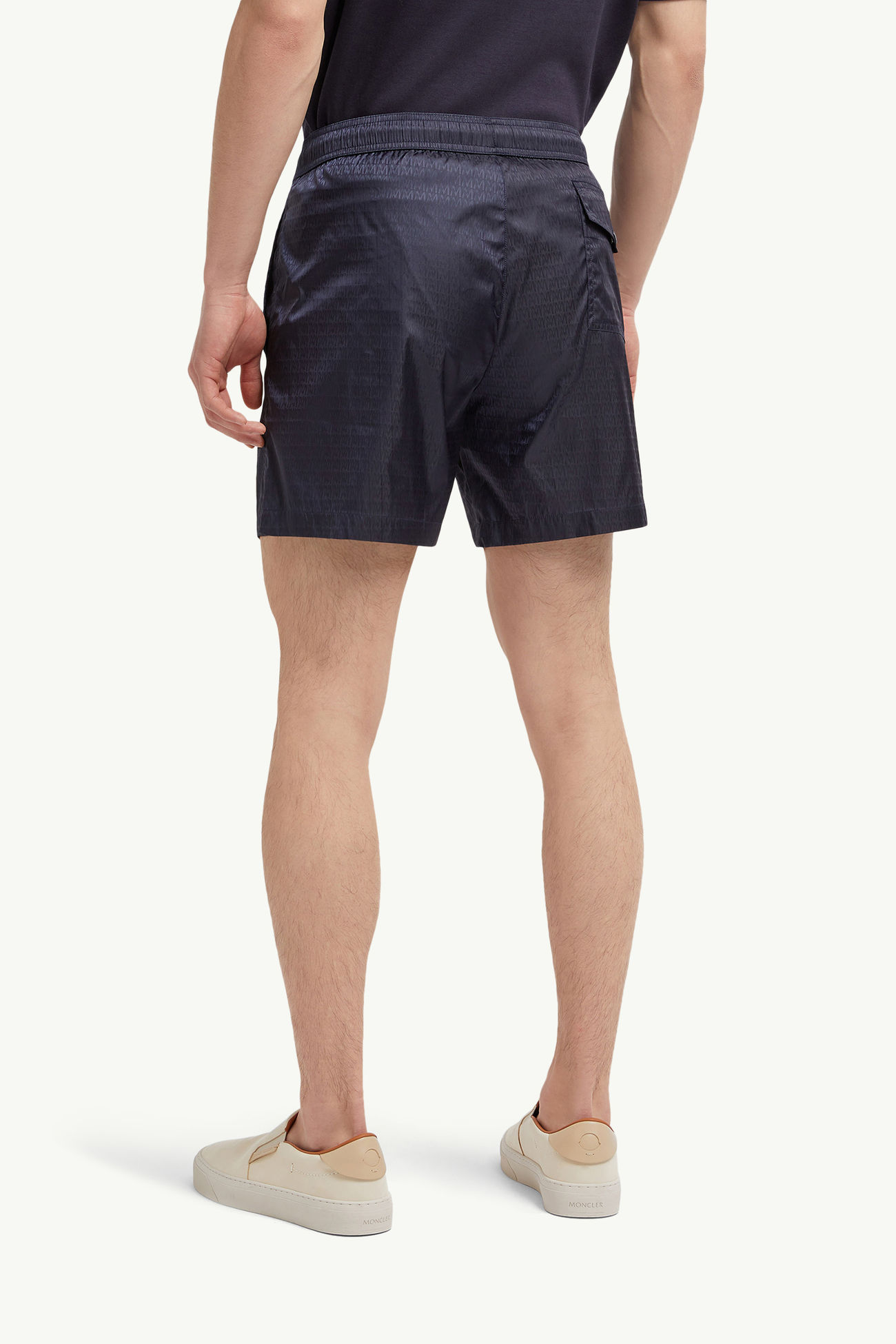 Badeshorts mit Monogramm Jacquard Print Herren Dunkelblau Moncler 4