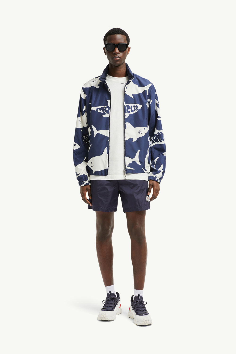 Logo Patch Swim Shorts Men Navy Blue Moncler 0