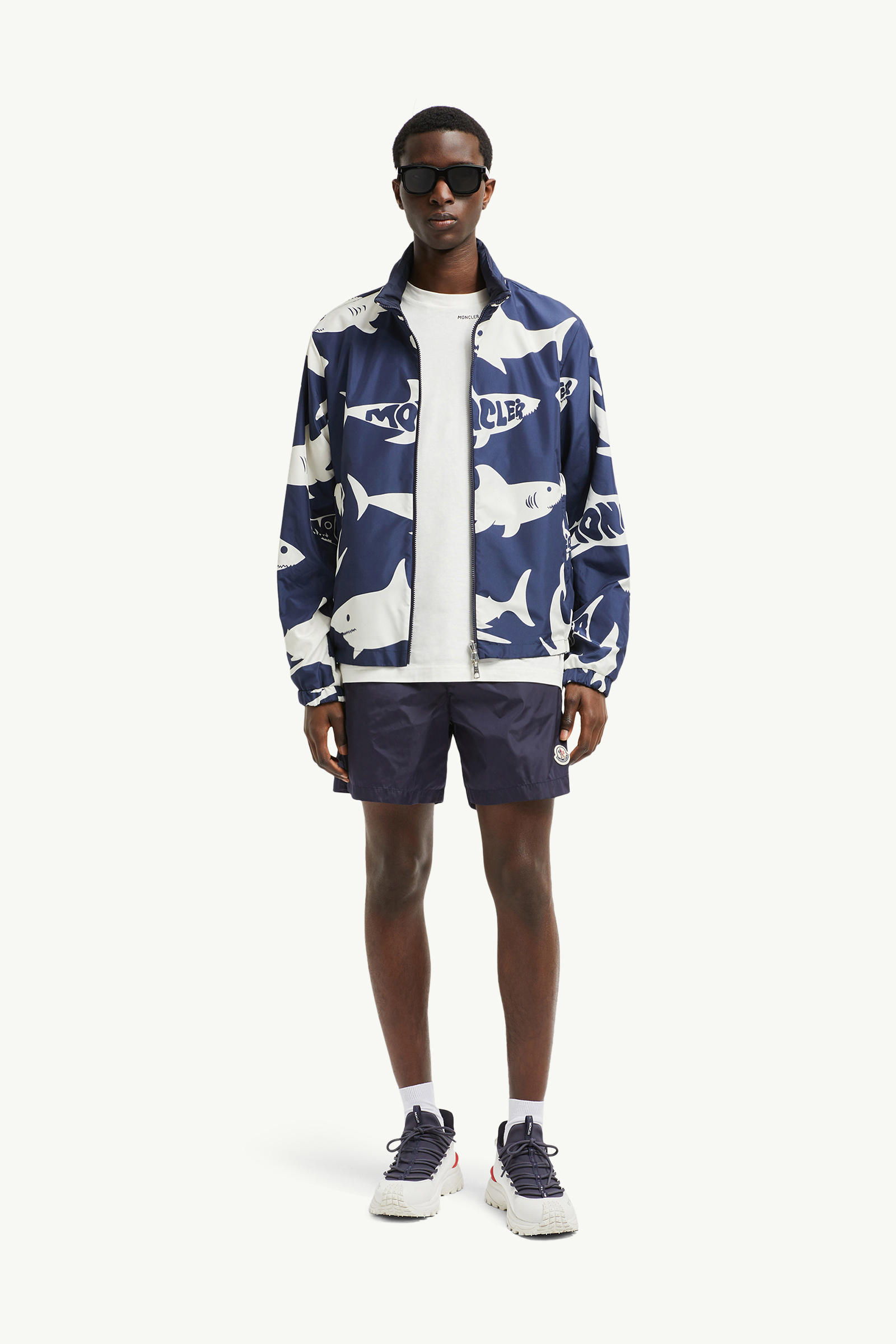 Logo Patch Swim Shorts Men Navy Blue Moncler 0