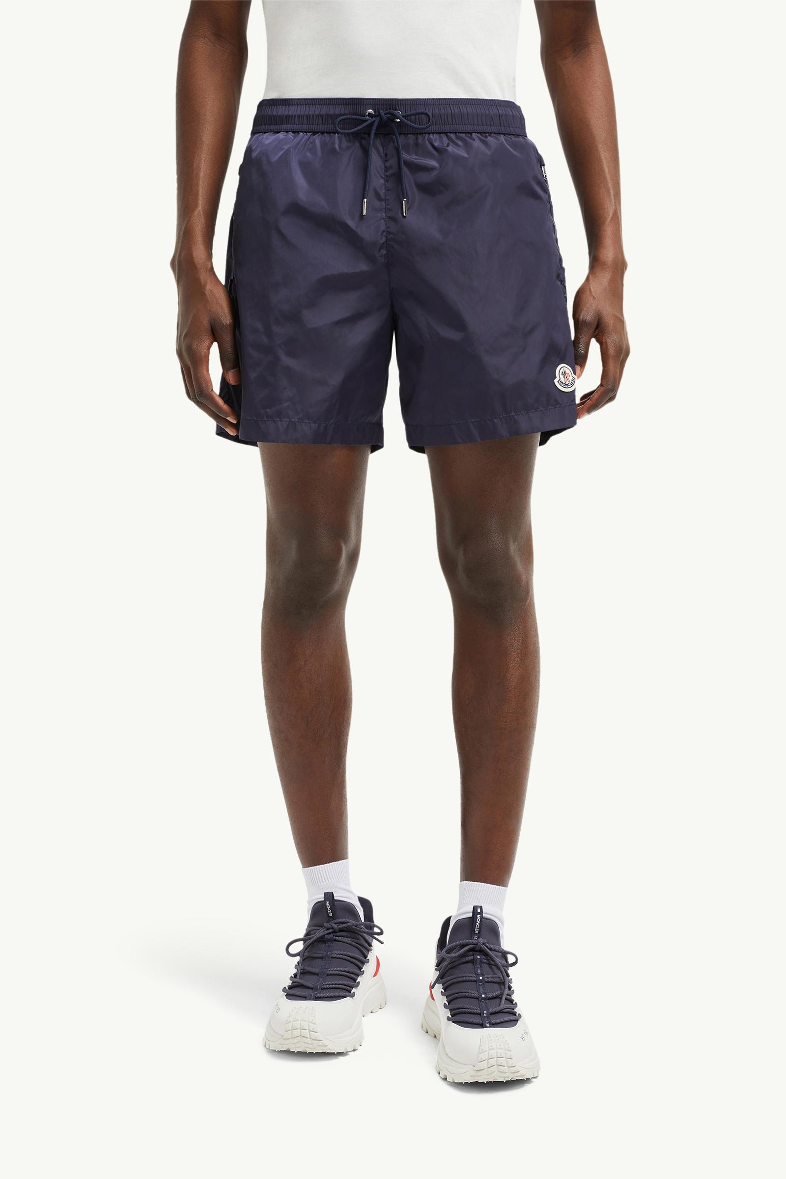 Navy Blue Logo Patch Swim Shorts - Swimwear for Men | Moncler US