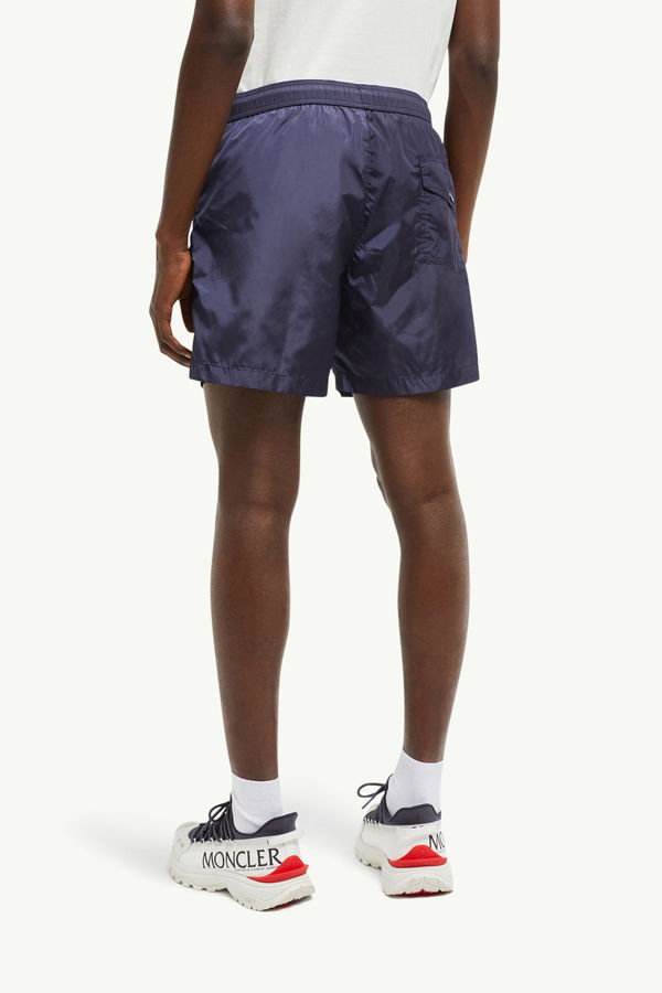 Logo Patch Swim Shorts Men Navy Blue Moncler 4