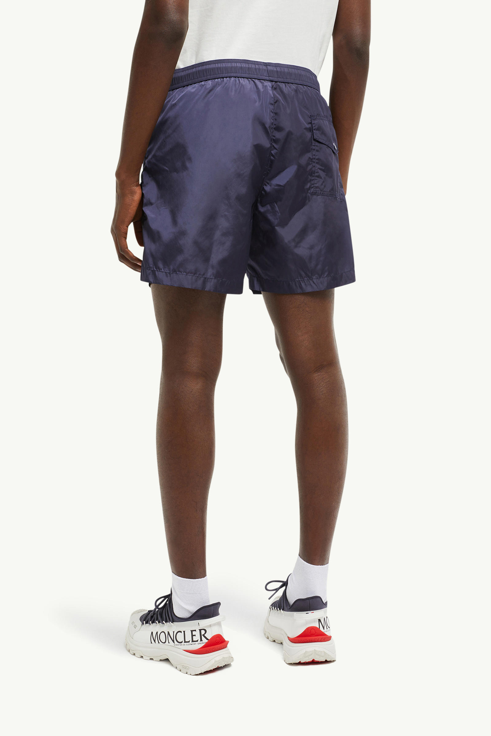 Logo Patch Swim Shorts Men Navy Blue Moncler 4