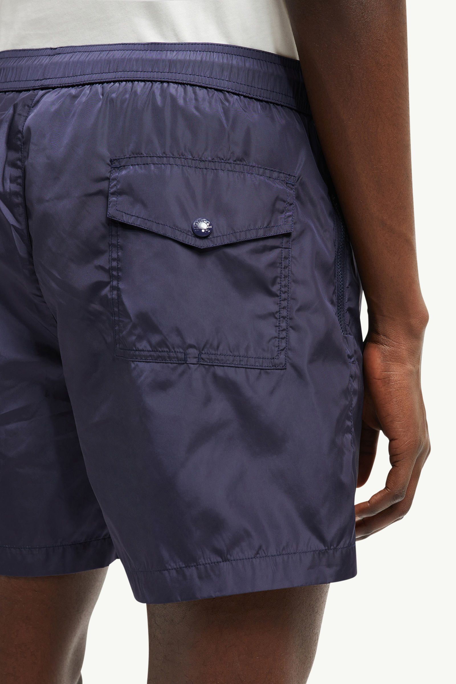 Logo Patch Swim Shorts Men Navy Blue Moncler 5