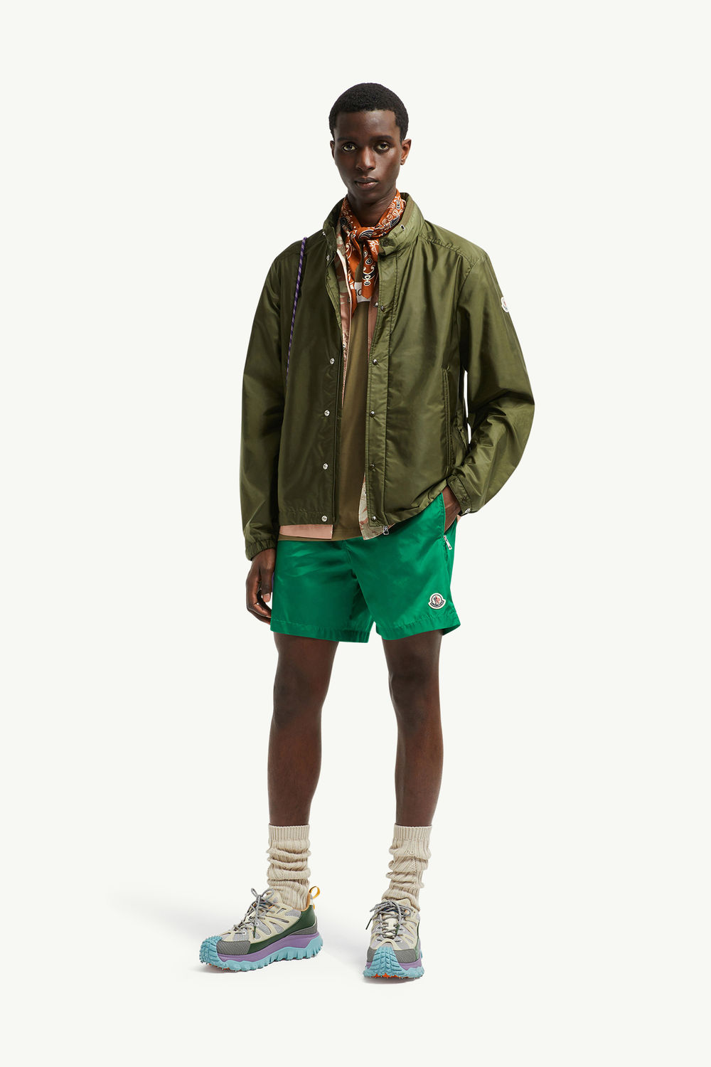 Logo Patch Swim Shorts Men Bright Green Moncler 0