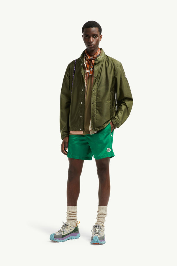 Logo Patch Swim Shorts Men Bright Green Moncler 0
