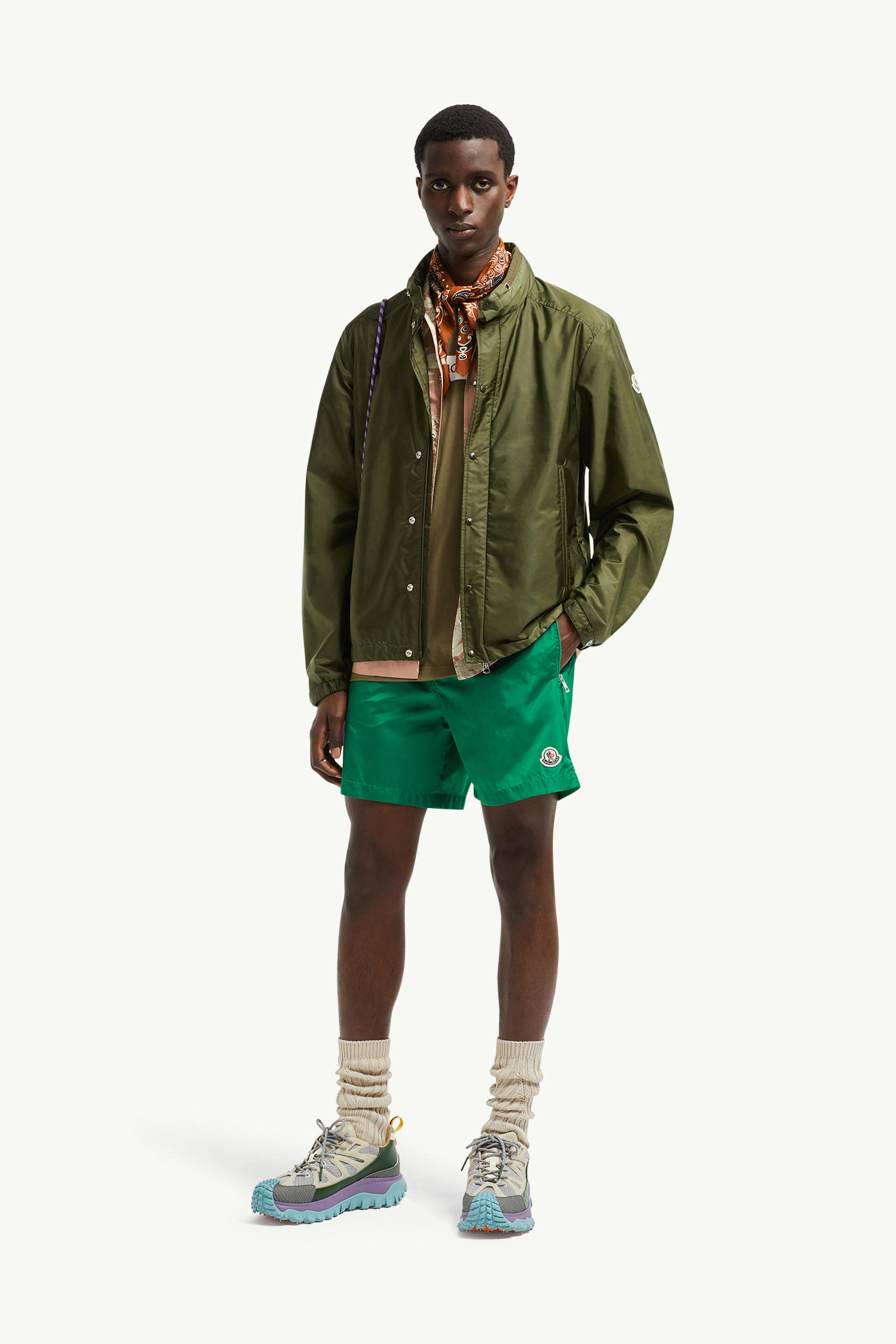 Logo Patch Swim Shorts Men Bright Green Moncler 0