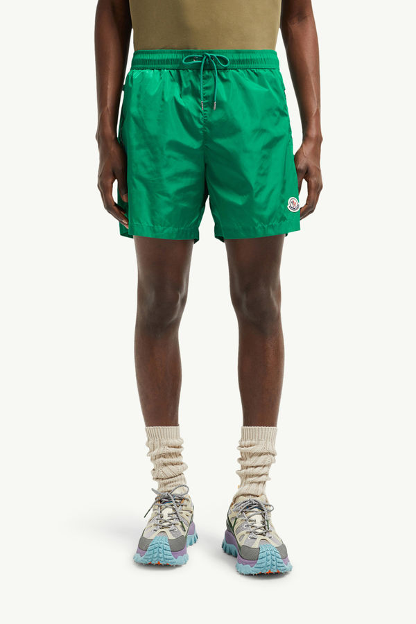 Logo Patch Swim Shorts Men Bright Green Moncler 3