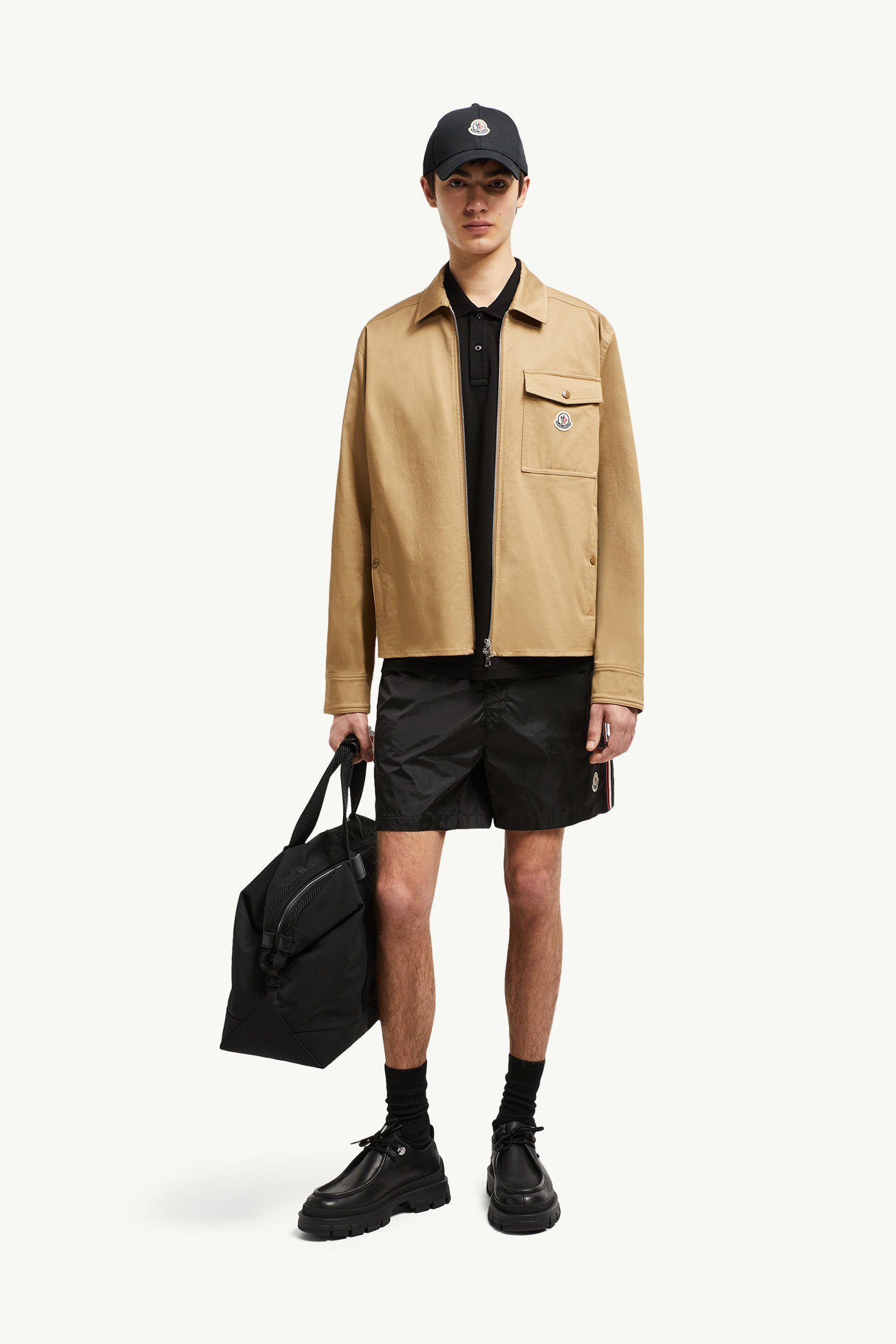 Tricolour-Trimmed Swim Shorts Men Black Moncler 0