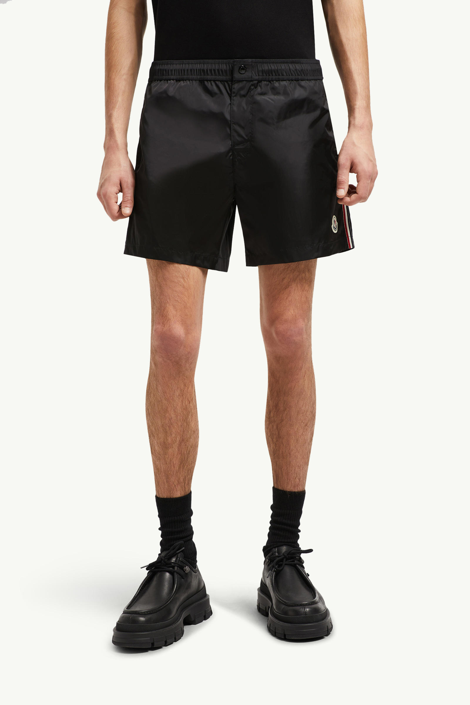 Tricolour-Trimmed Swim Shorts Men Black Moncler 3