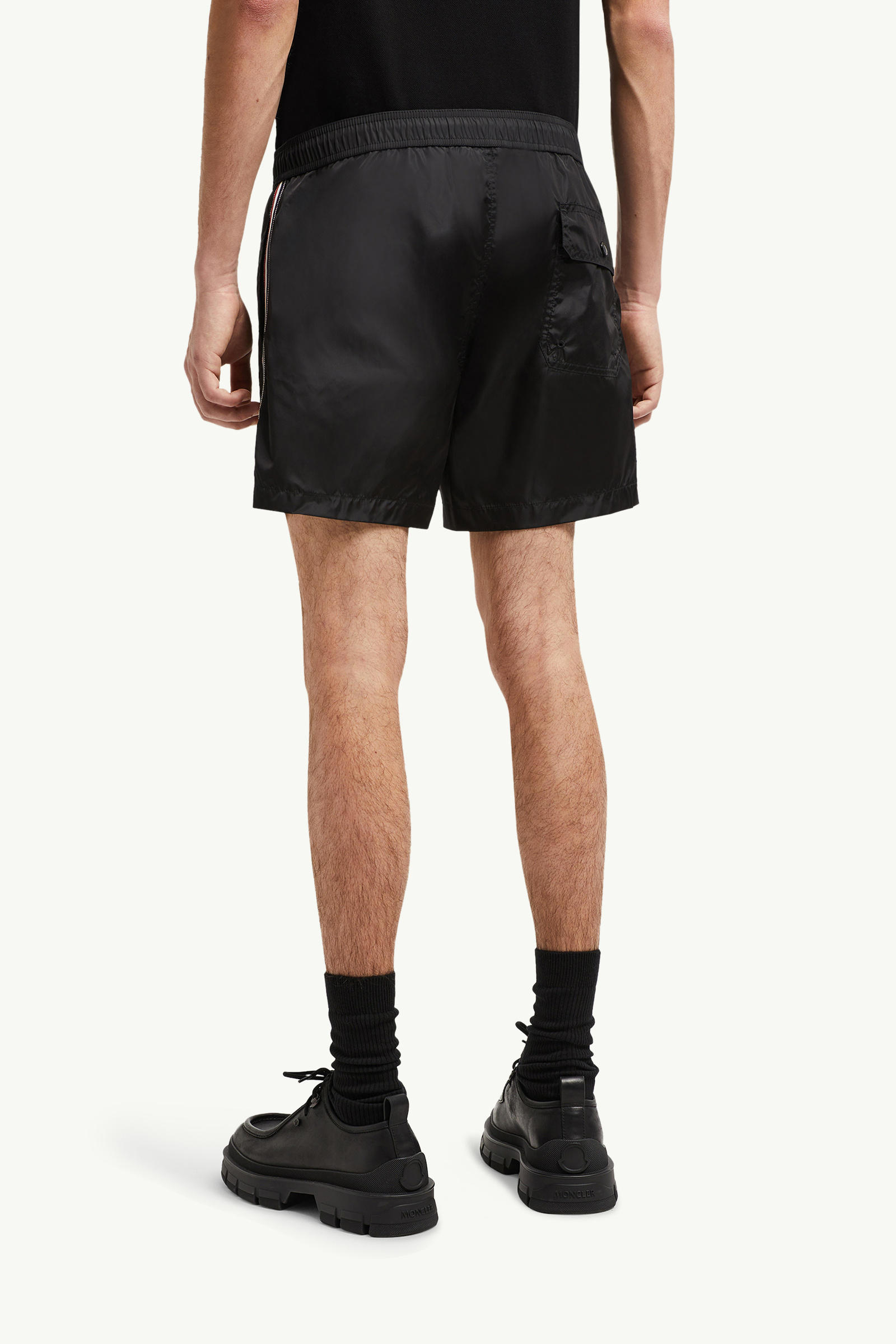 Tricolour-Trimmed Swim Shorts Men Black Moncler 4