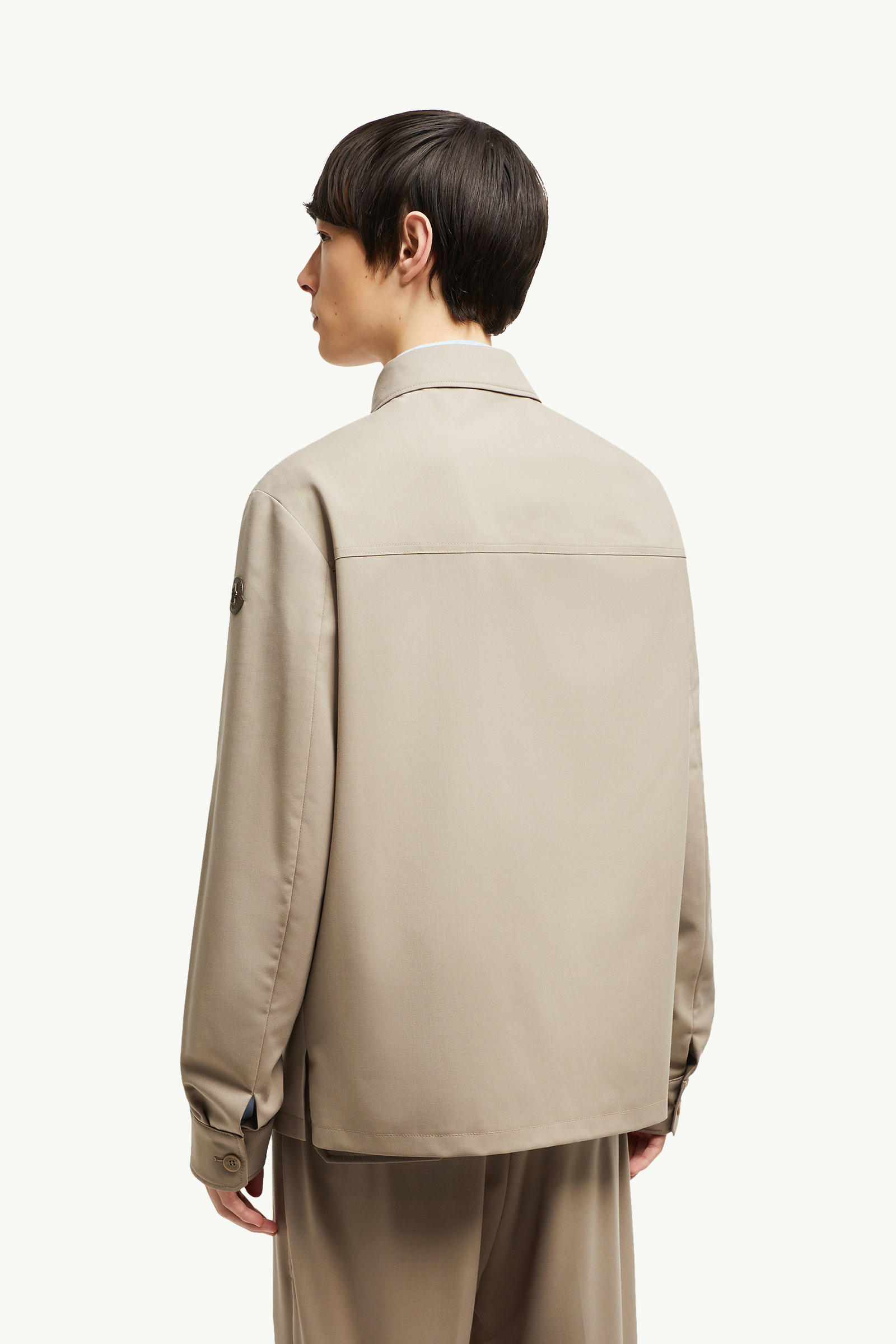 Wool Gabardine Long Sleeve Shirt Men Beige Moncler 4