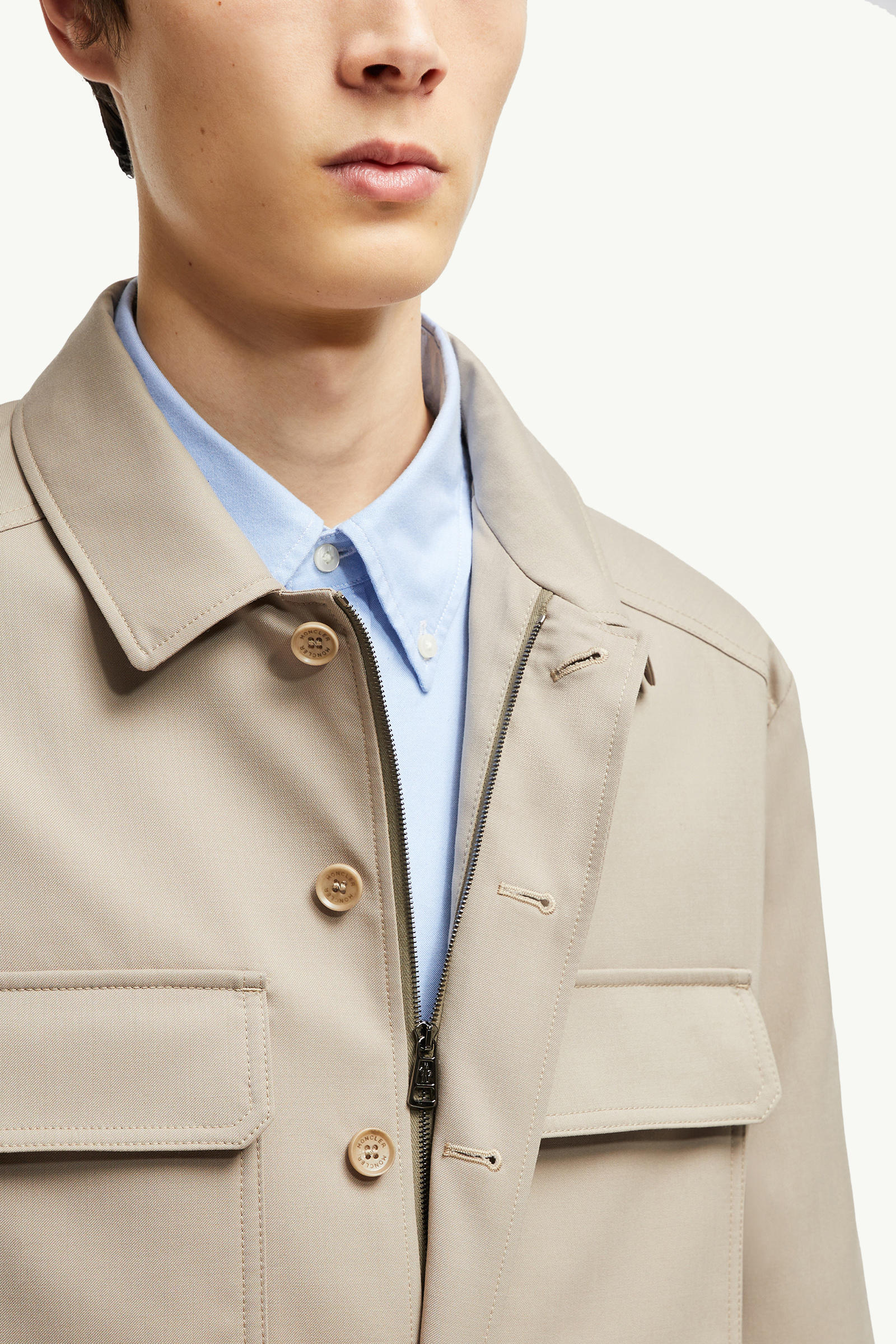 Wool Gabardine Long Sleeve Shirt Men Beige Moncler 5