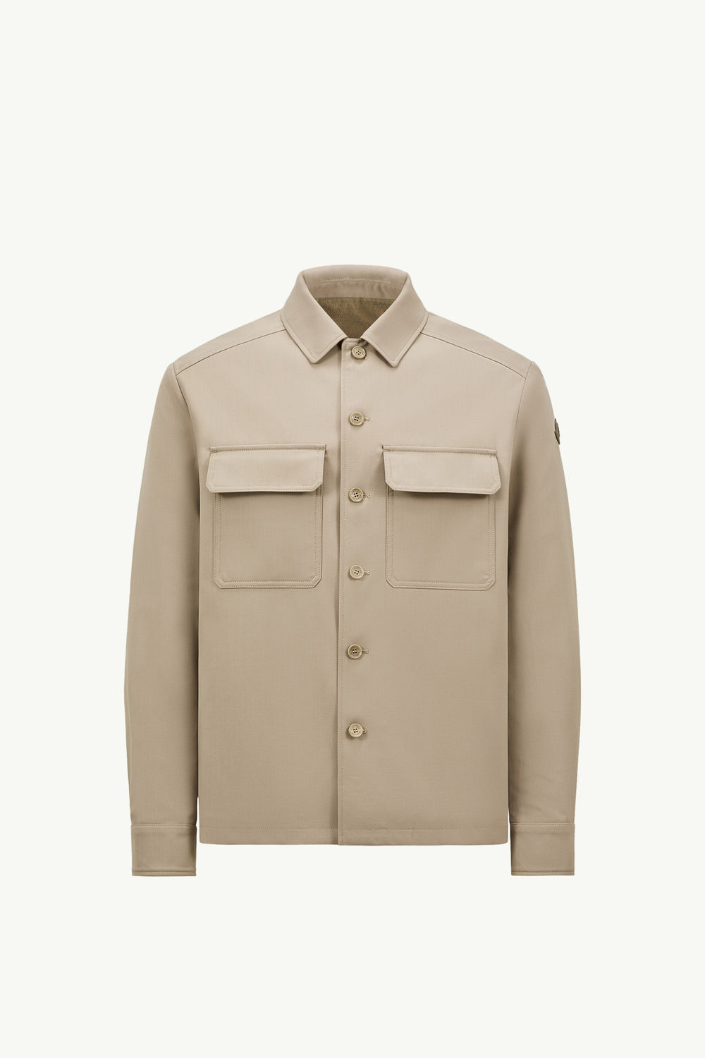 Wool Gabardine Long Sleeve Shirt Men Beige Moncler 2