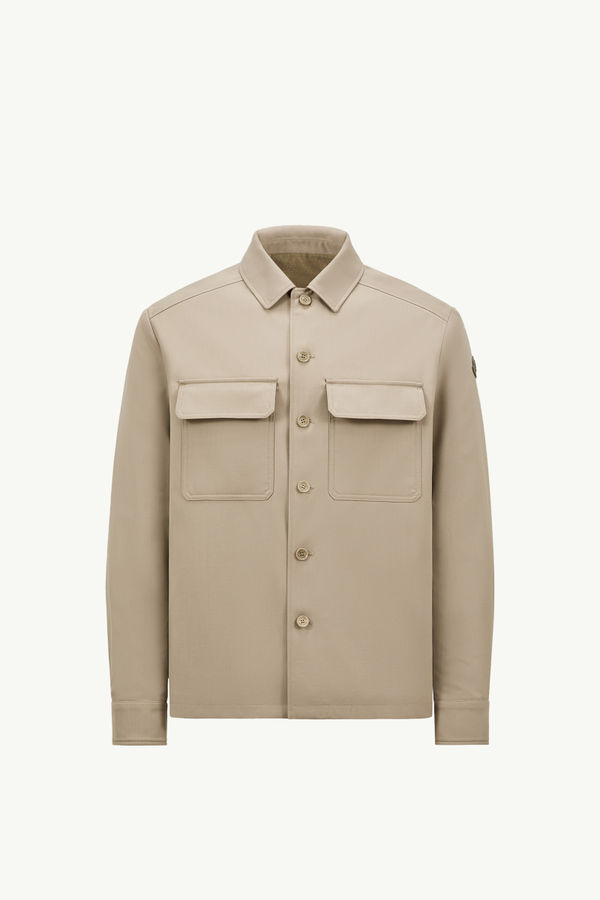 Wool Gabardine Long Sleeve Shirt Men Beige Moncler 2