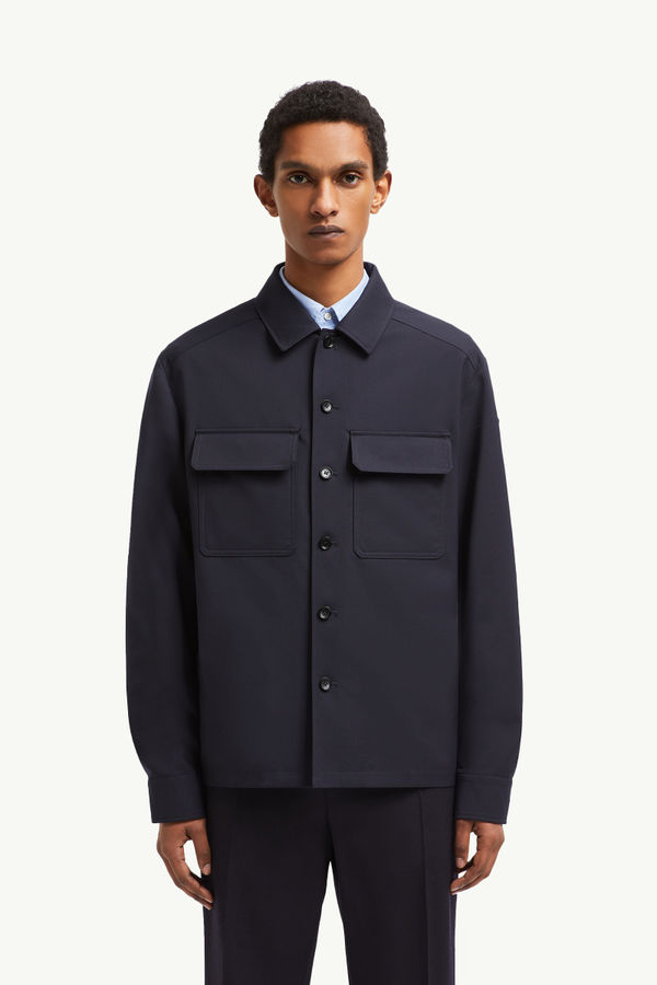 Langärmeliges Hemd aus Woll-Gabardine Herren Navyblau Moncler 3