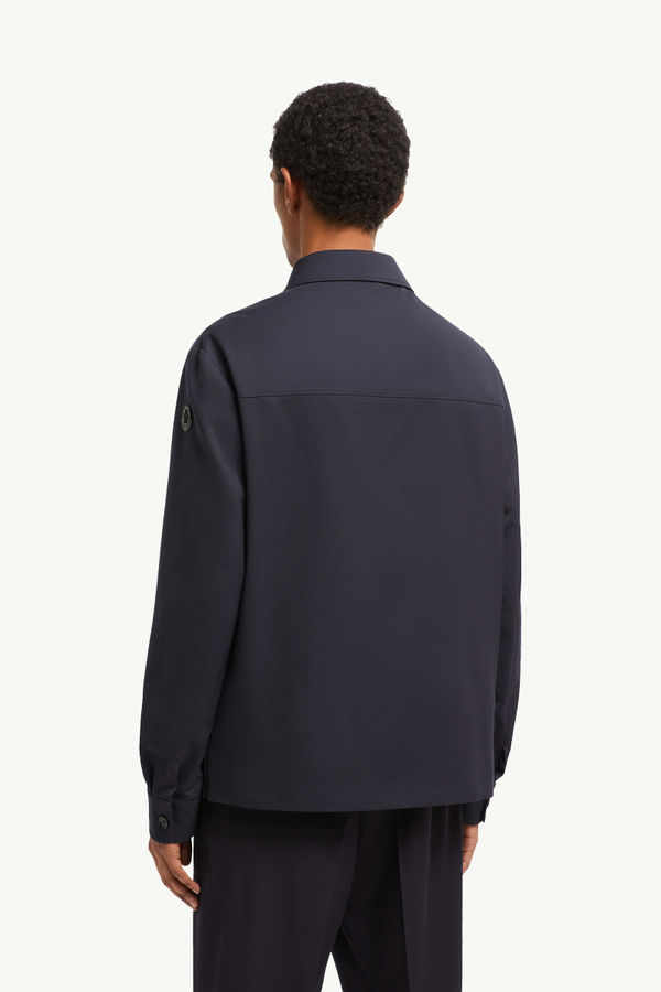 Langärmeliges Hemd aus Woll-Gabardine Herren Navyblau Moncler 4
