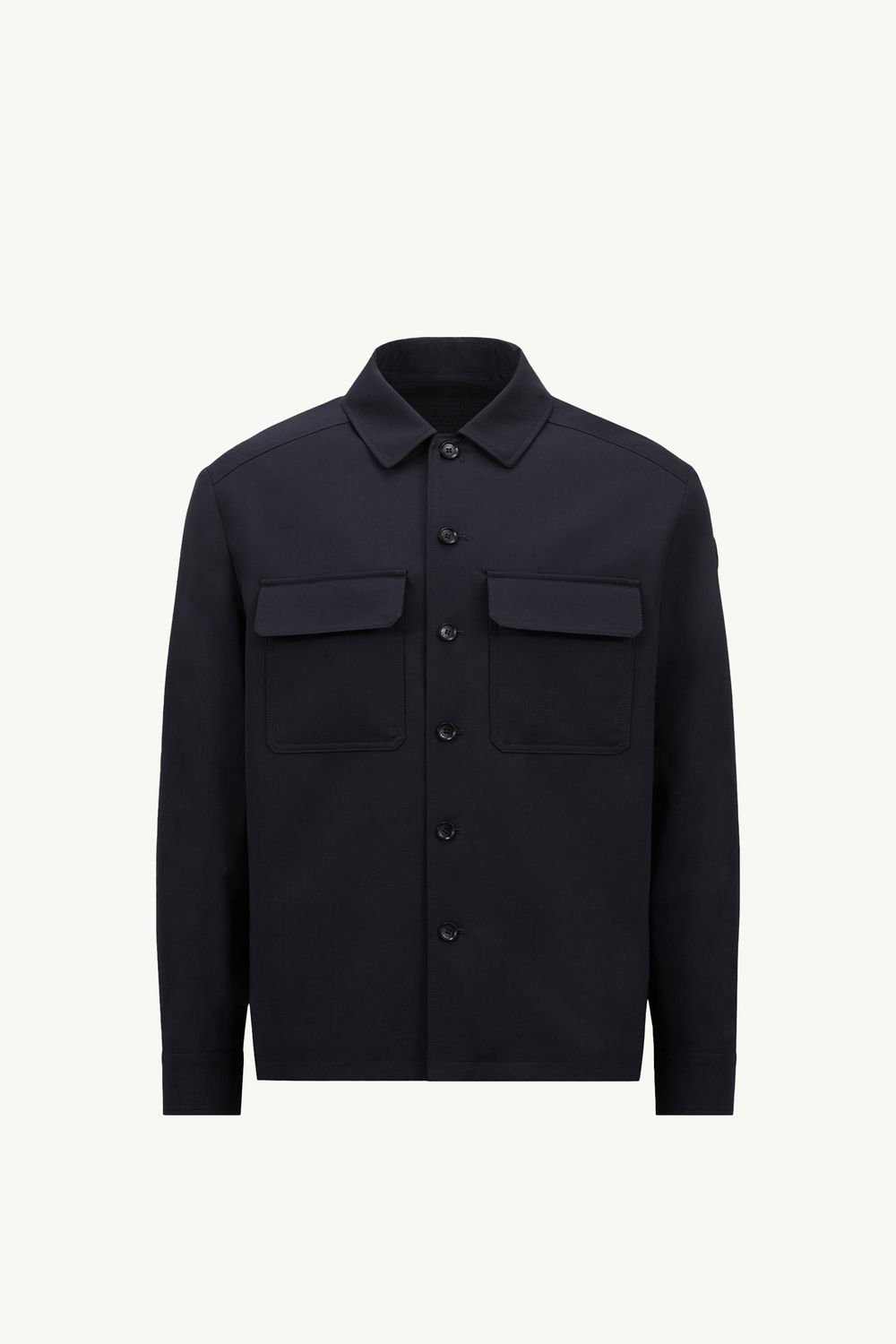 Wool Gabardine Long Sleeve Shirt Men Navy Blue Moncler 2