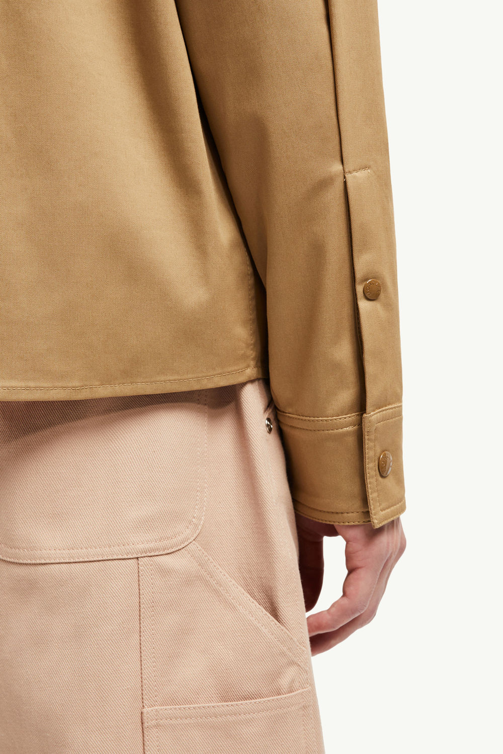 Chaqueta camisera con cremallera de gabardina de algodón Hombre Beige Moncler 6
