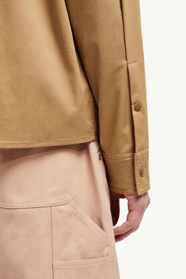 Cotton Gabardine Zip-Up Shirt Jacket Men Beige Moncler 6