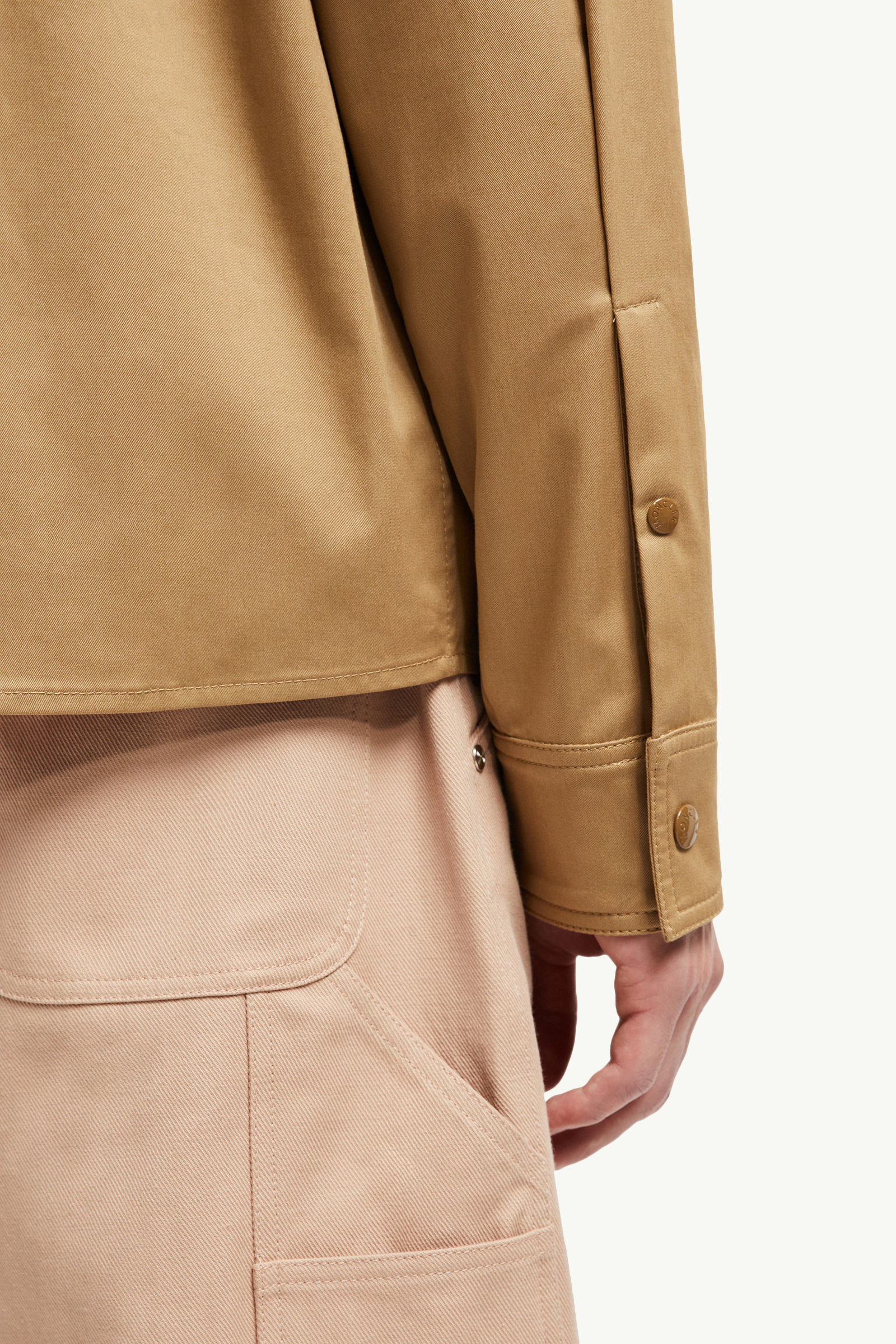 Cotton Gabardine Zip-Up Shirt Jacket Men Beige Moncler 6