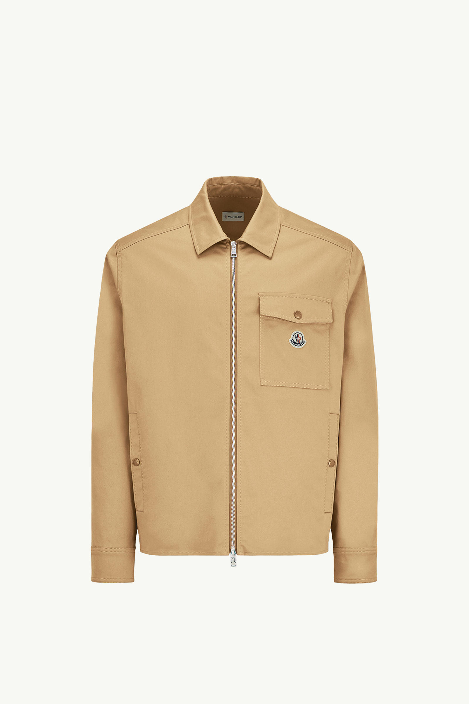 Cotton Gabardine Zip-Up Shirt Jacket Men Beige Moncler 2