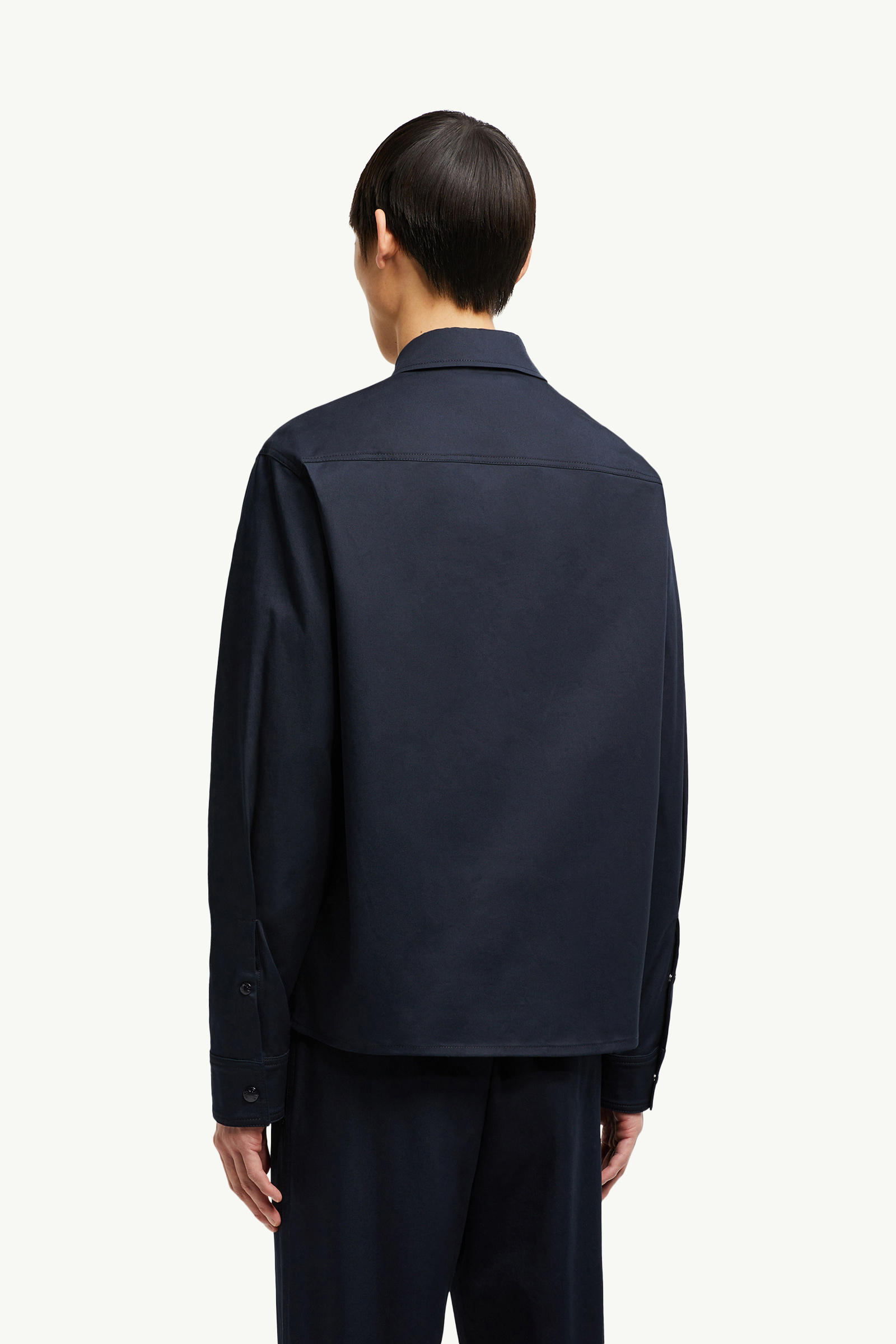 Cotton Gabardine Zip-Up Shirt Jacket Men Navy Blue Moncler 4