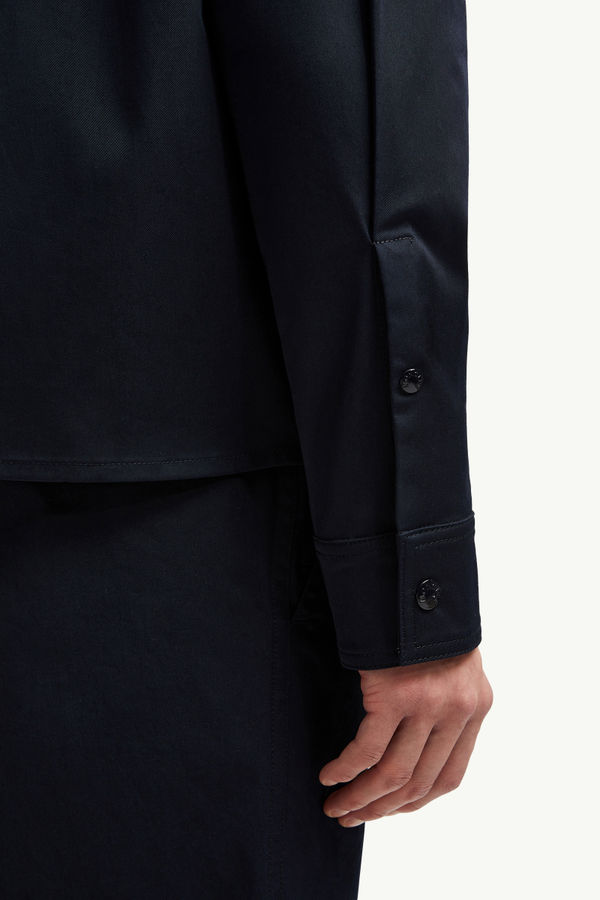 Chaqueta camisera con cremallera de gabardina de algodón Hombre Azul marino Moncler 6