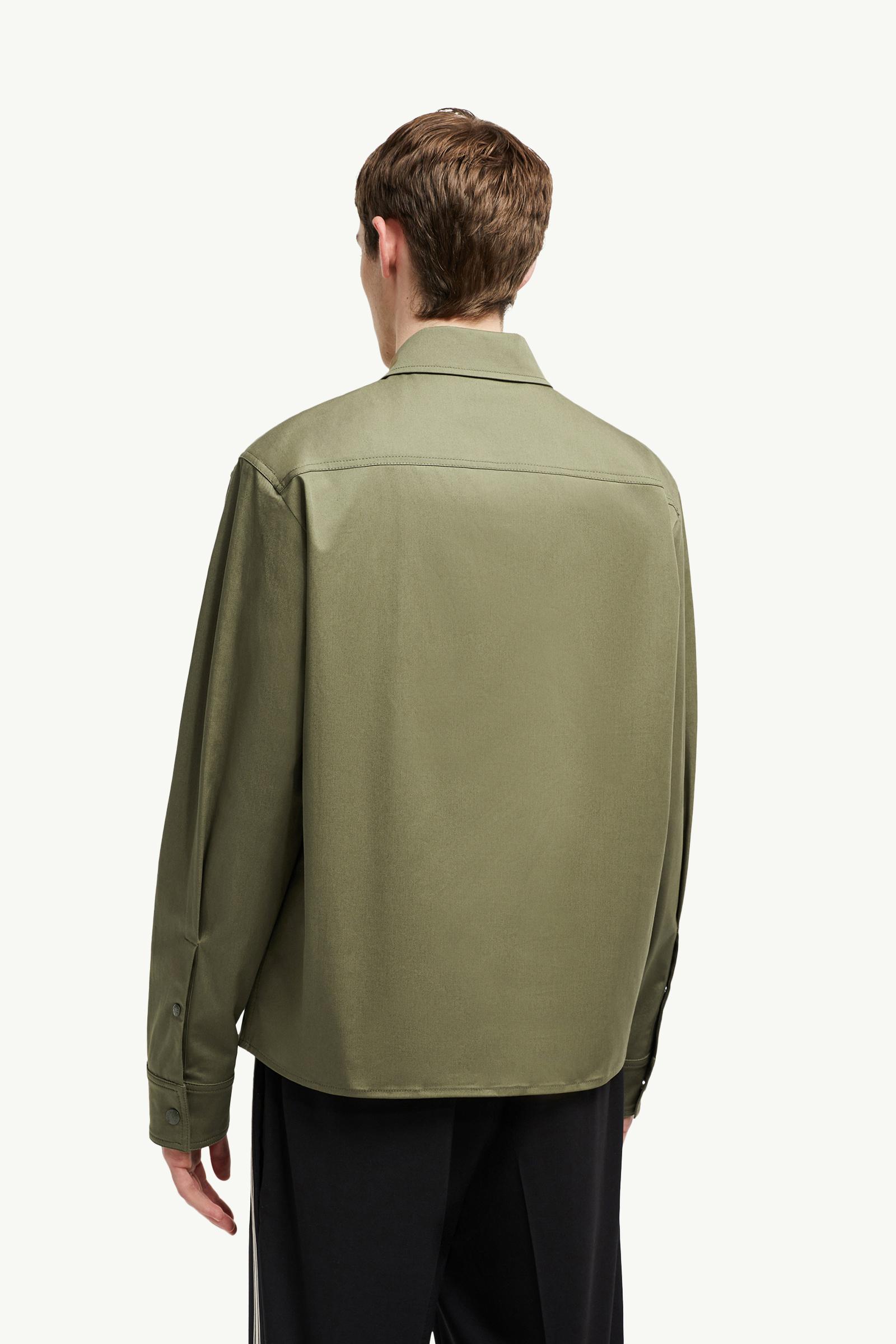 MONCLER ミリタリージャケット オリーブ Olive Green Cotton Gabardine Zip-Up Shirt Jacket - Shirts