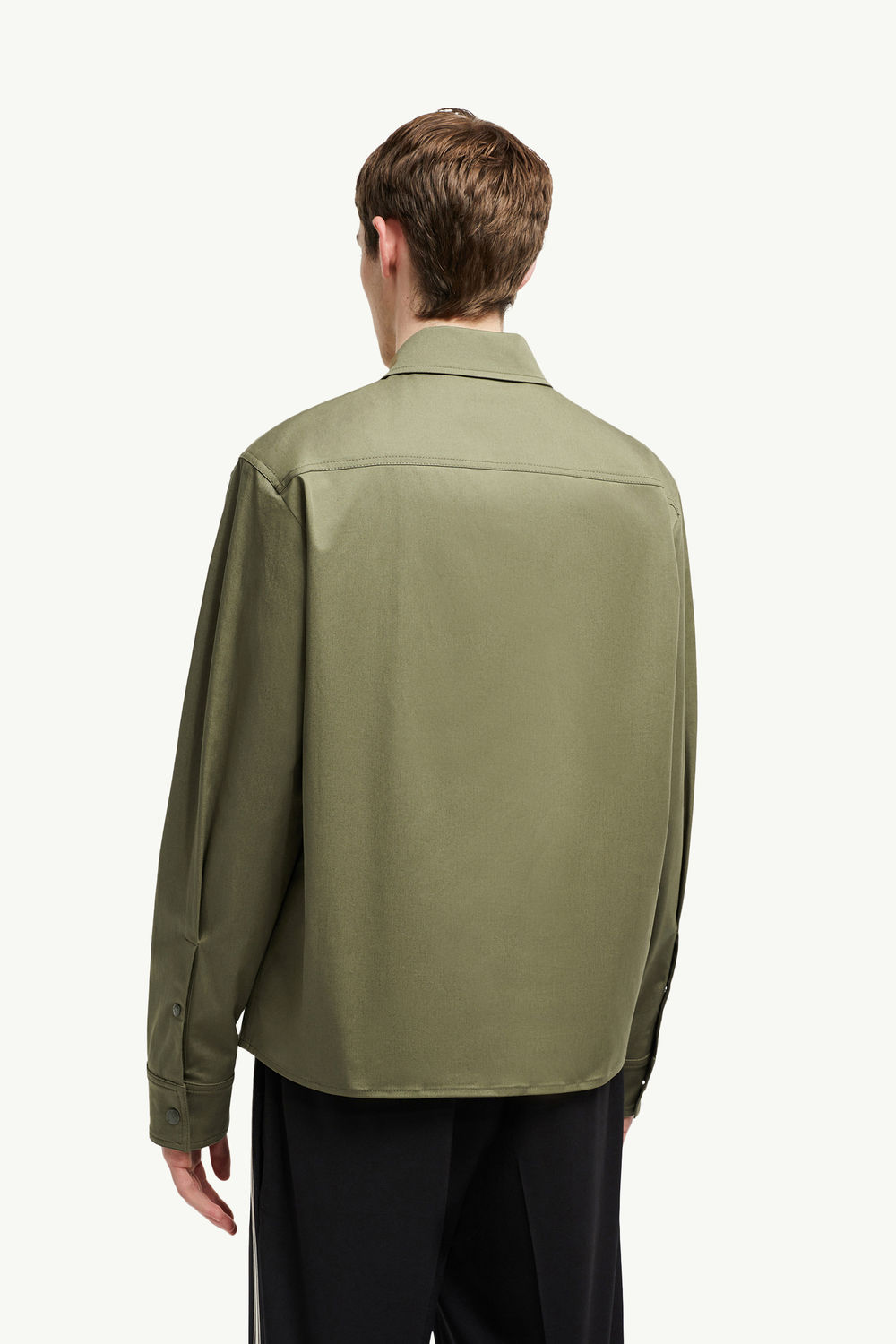 Cotton Gabardine Zip-Up Shirt Jacket Men Olive Green Moncler 4