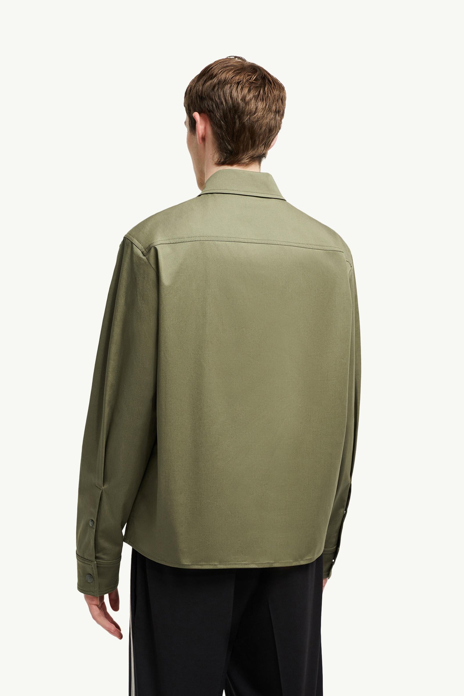 Cotton Gabardine Zip-Up Shirt Jacket Men Olive Green Moncler 4